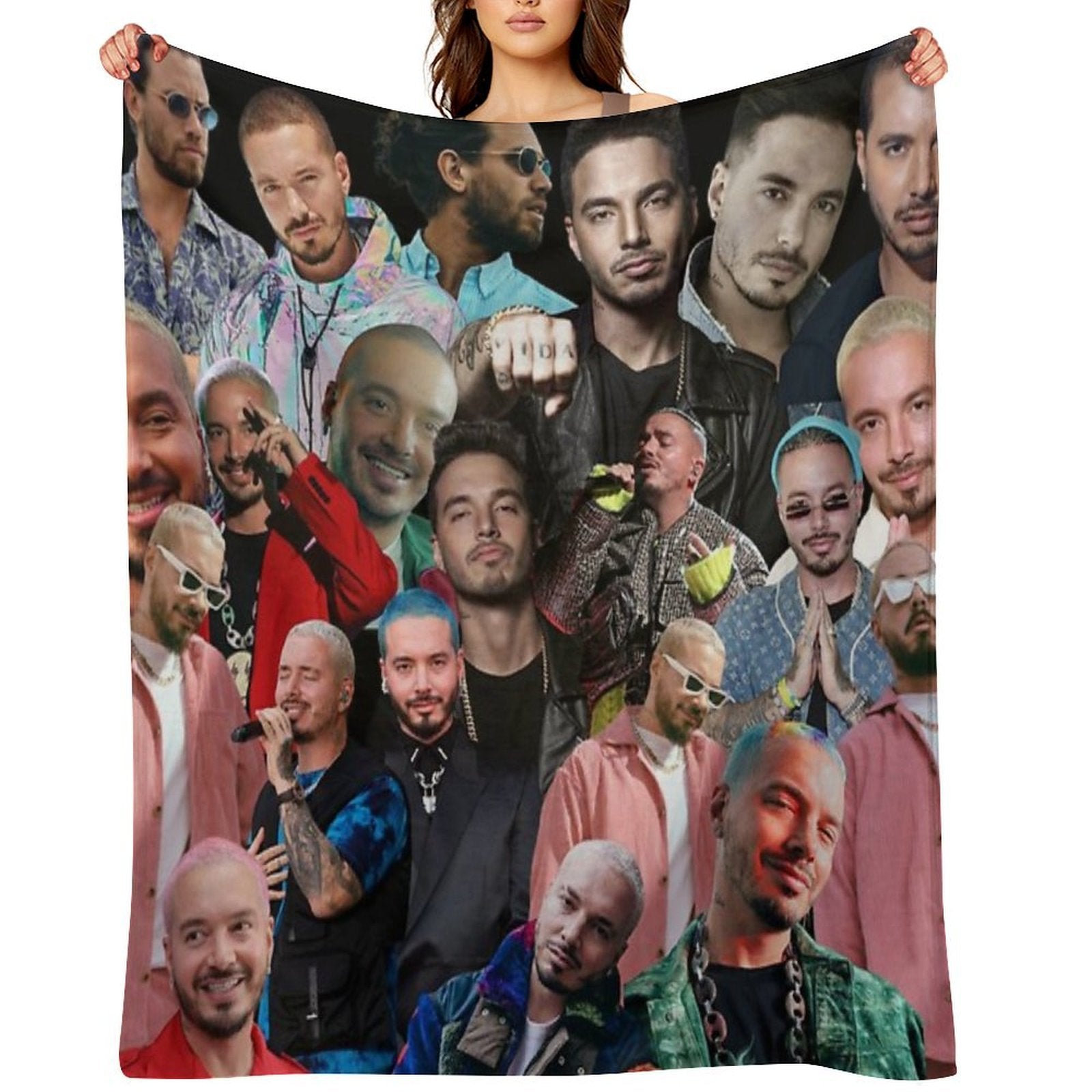 J Balvin Photo Collage Velvety-soft Throw Blanket