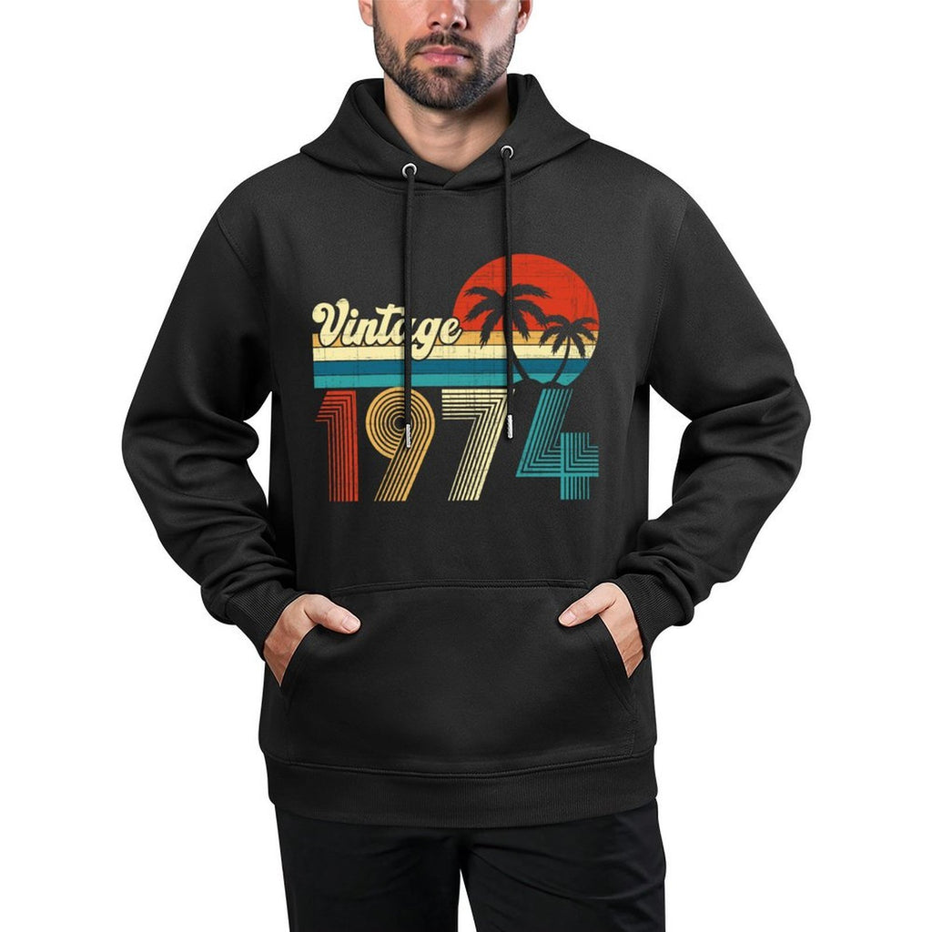 Vintage 1974 Funny 50th Birthday Gifts 50 Years Old Retro Versatile Streetwear Hoodie