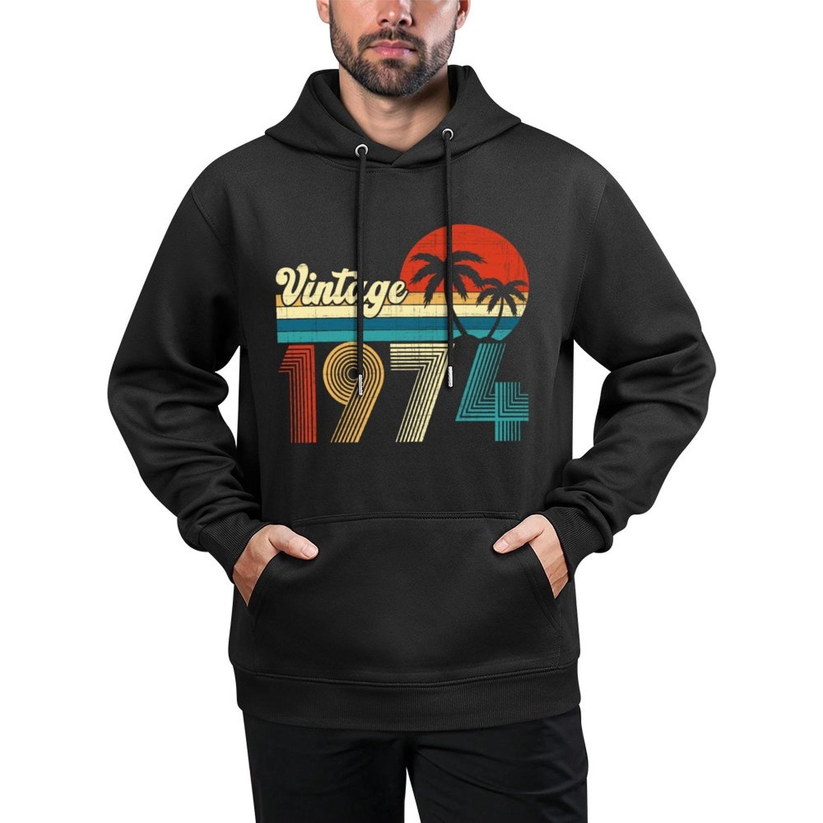 Vintage 1974 Funny 50th Birthday Gifts 50 Years Old Retro Versatile Streetwear Hoodie