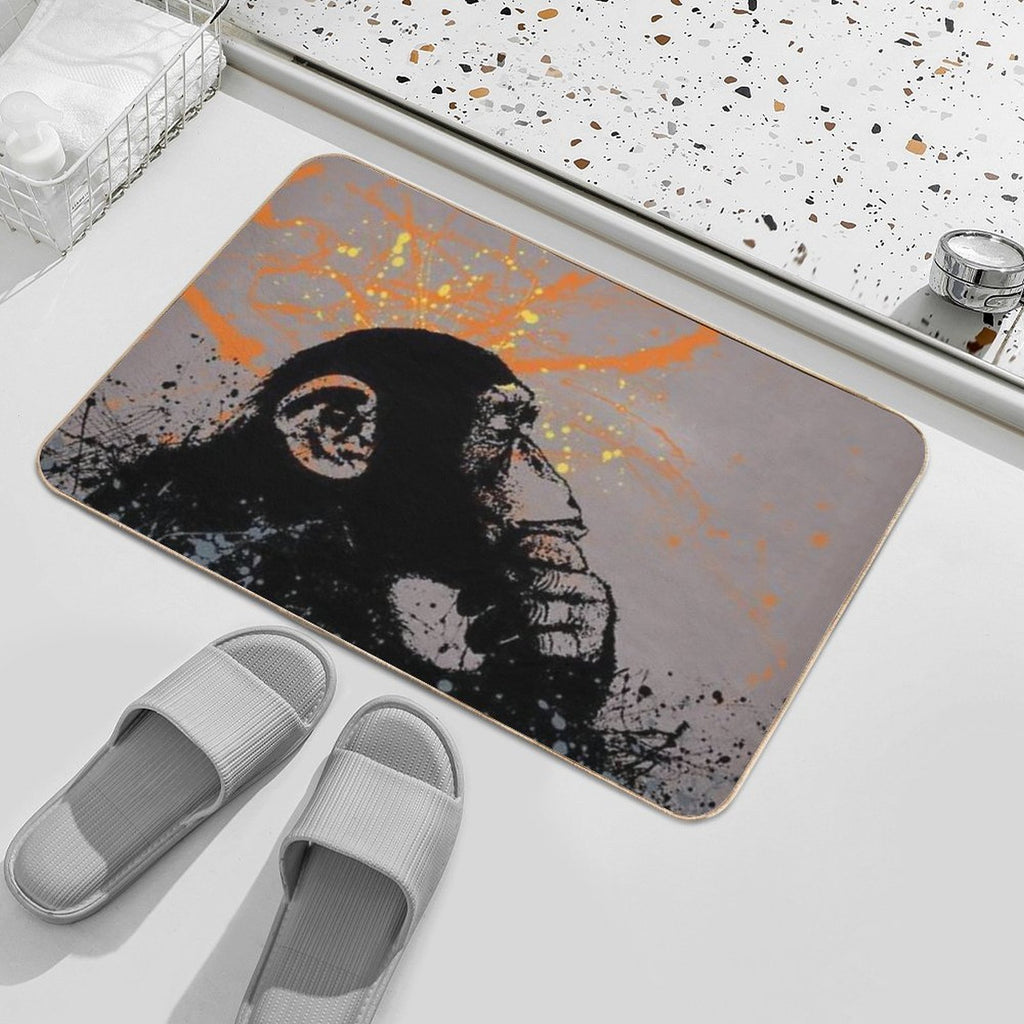 Thinker Monkey by Banksy  Easy To Clean Bath Mat
