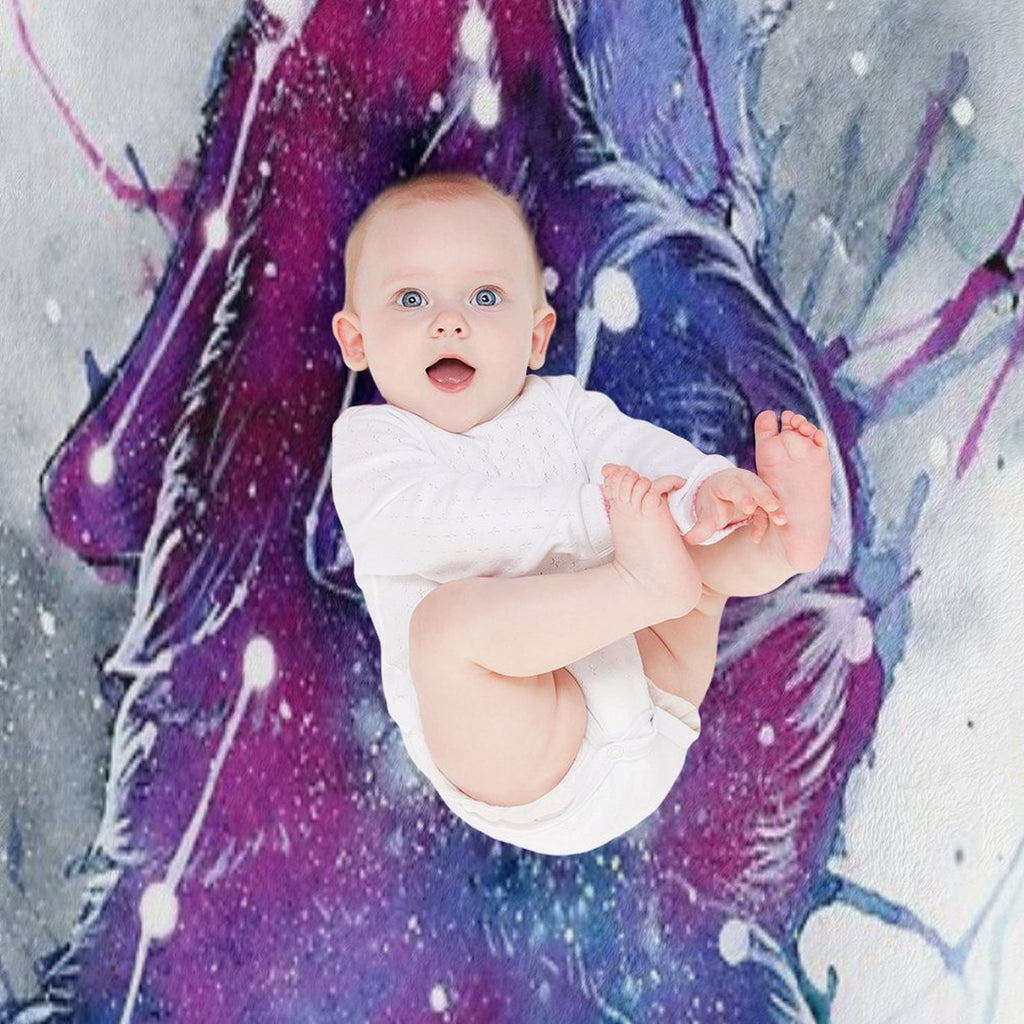 Galaxy Wolf Machine-washable Throw Blanket