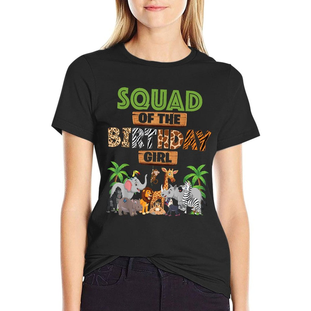 Wild Squad Of The Birthday Girl Zoo Safari Jungle Animal  Heathered Texture T-Shirt