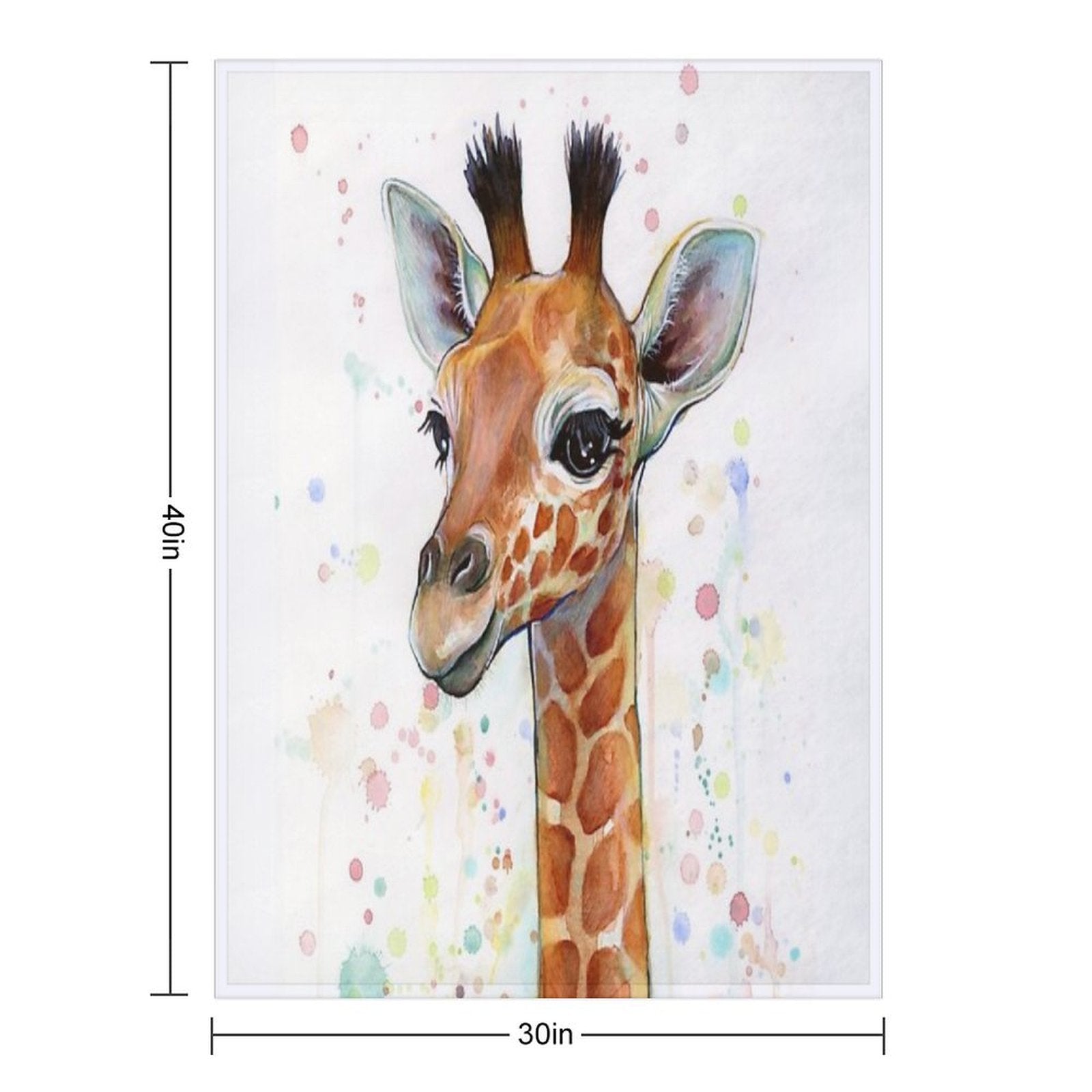 Baby Giraffe Watercolor Painting, Nursery Art Quick-dry Throw Blanket