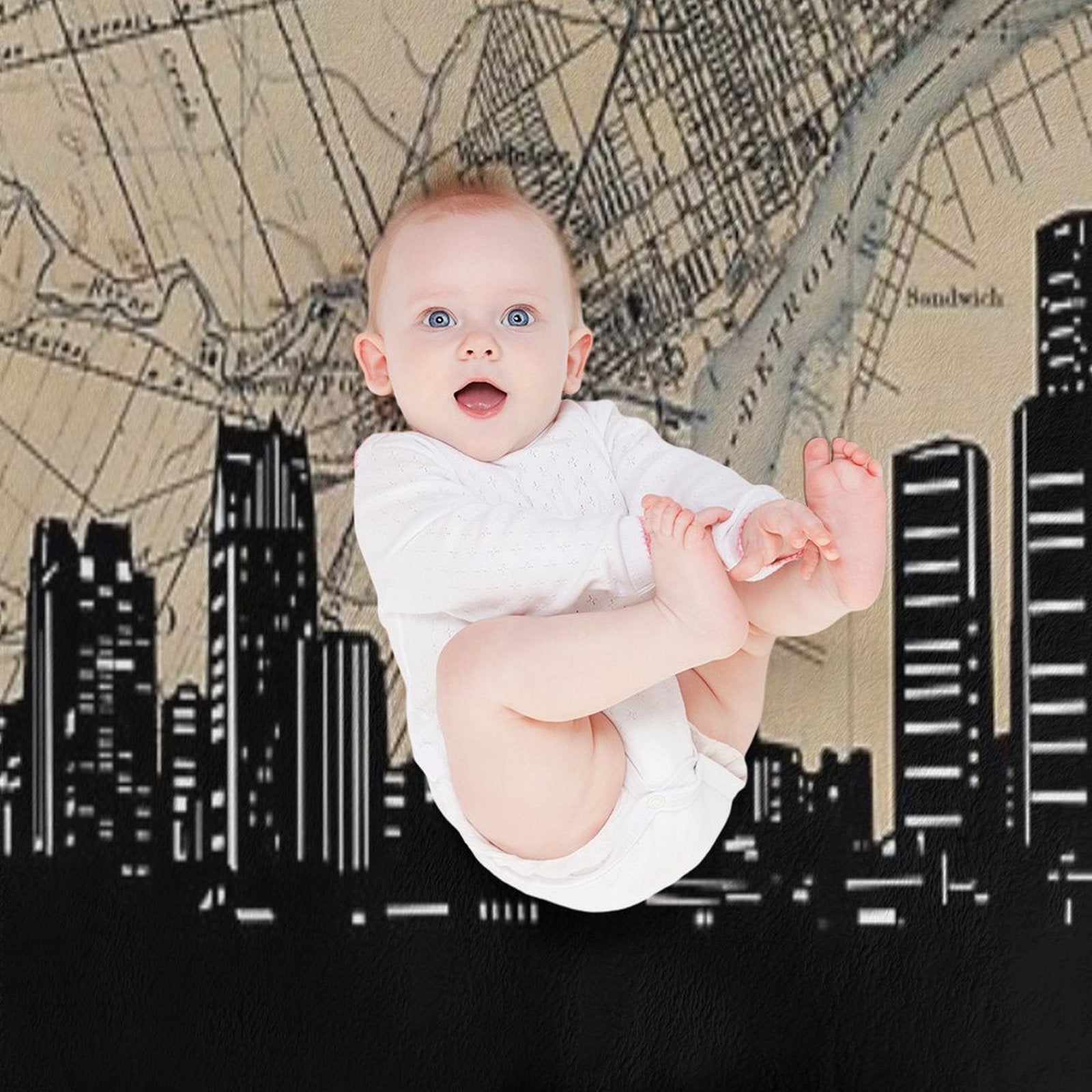 Detroit Skyline Comfort Throw Blanket