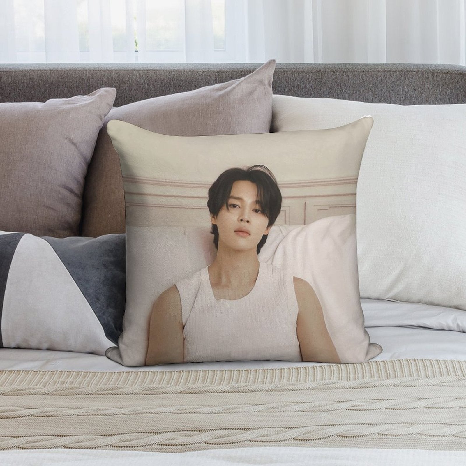 Jimin Face Soft Multiple Sizes Throw Pillow