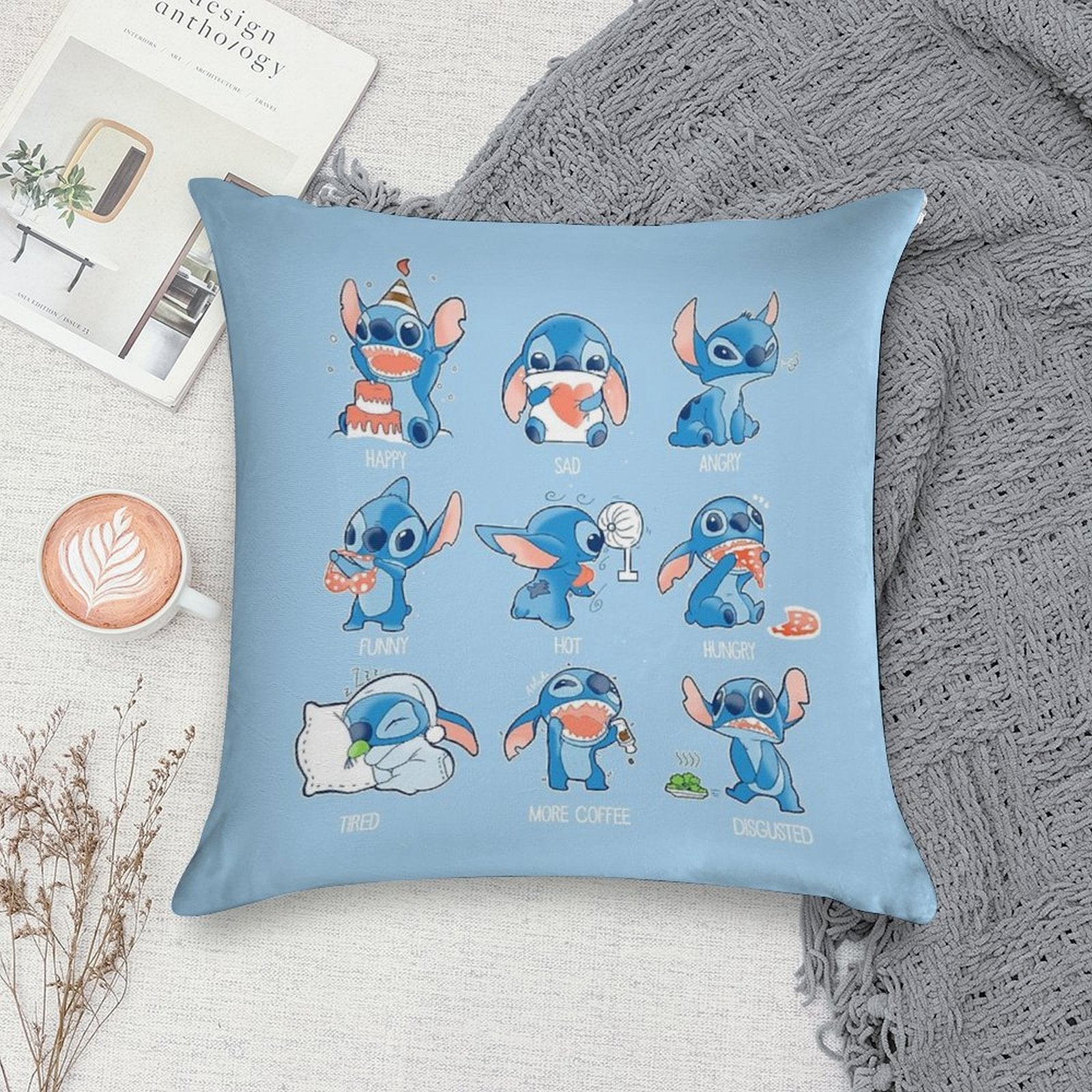 Stitch Emoticon! Soft Multiple Sizes Throw Pillow
