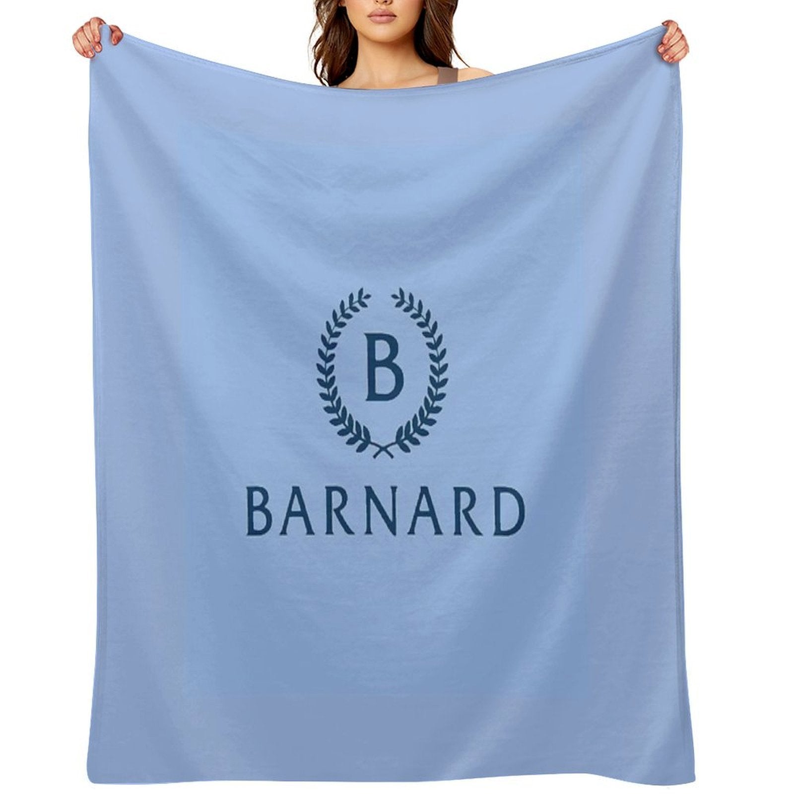 Barnard College Baby Blue Logo Sustainable Throw Blanket