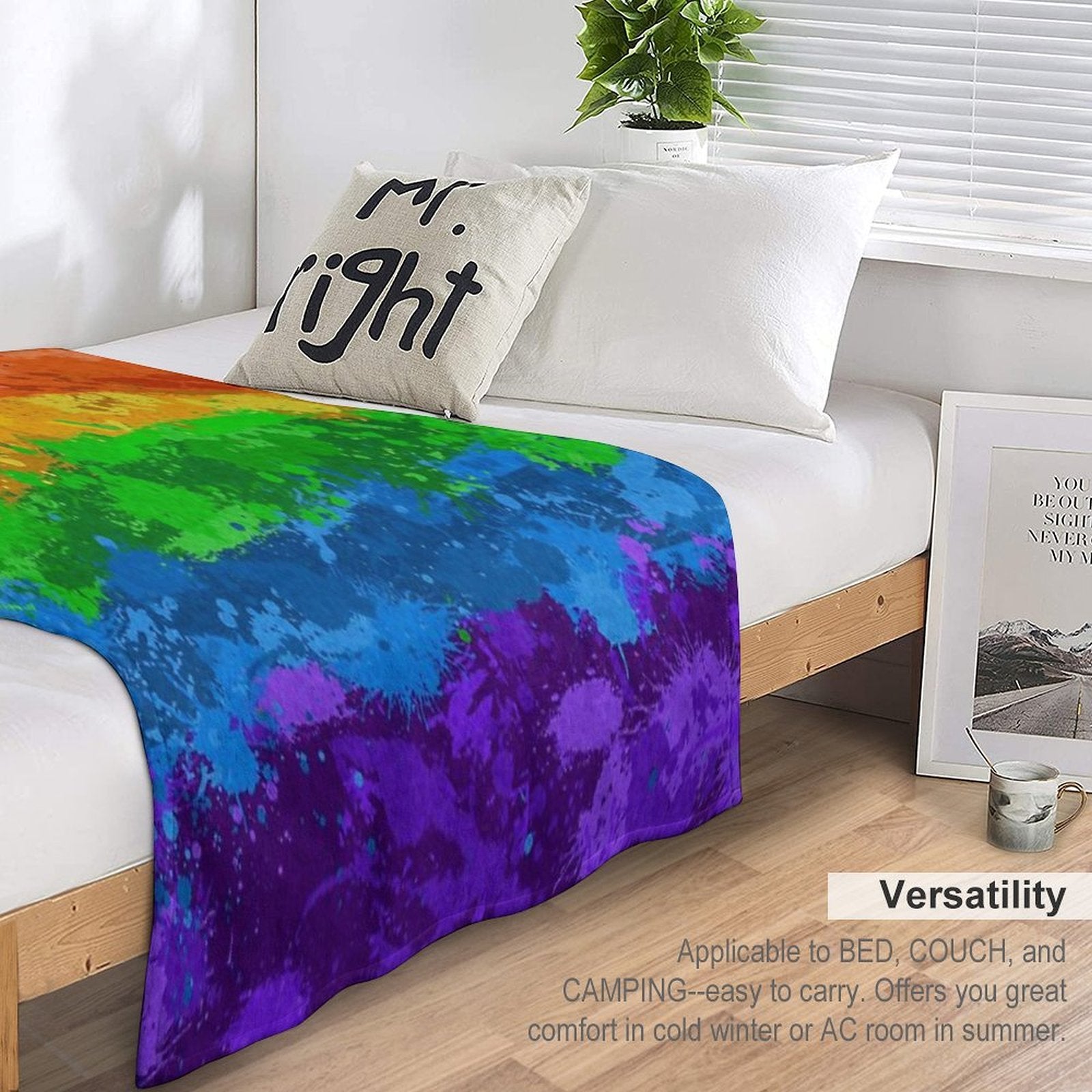 Abstract Paint Splatter LGBTQ Pride Rainbow Flag Background Premium Throw Blanket