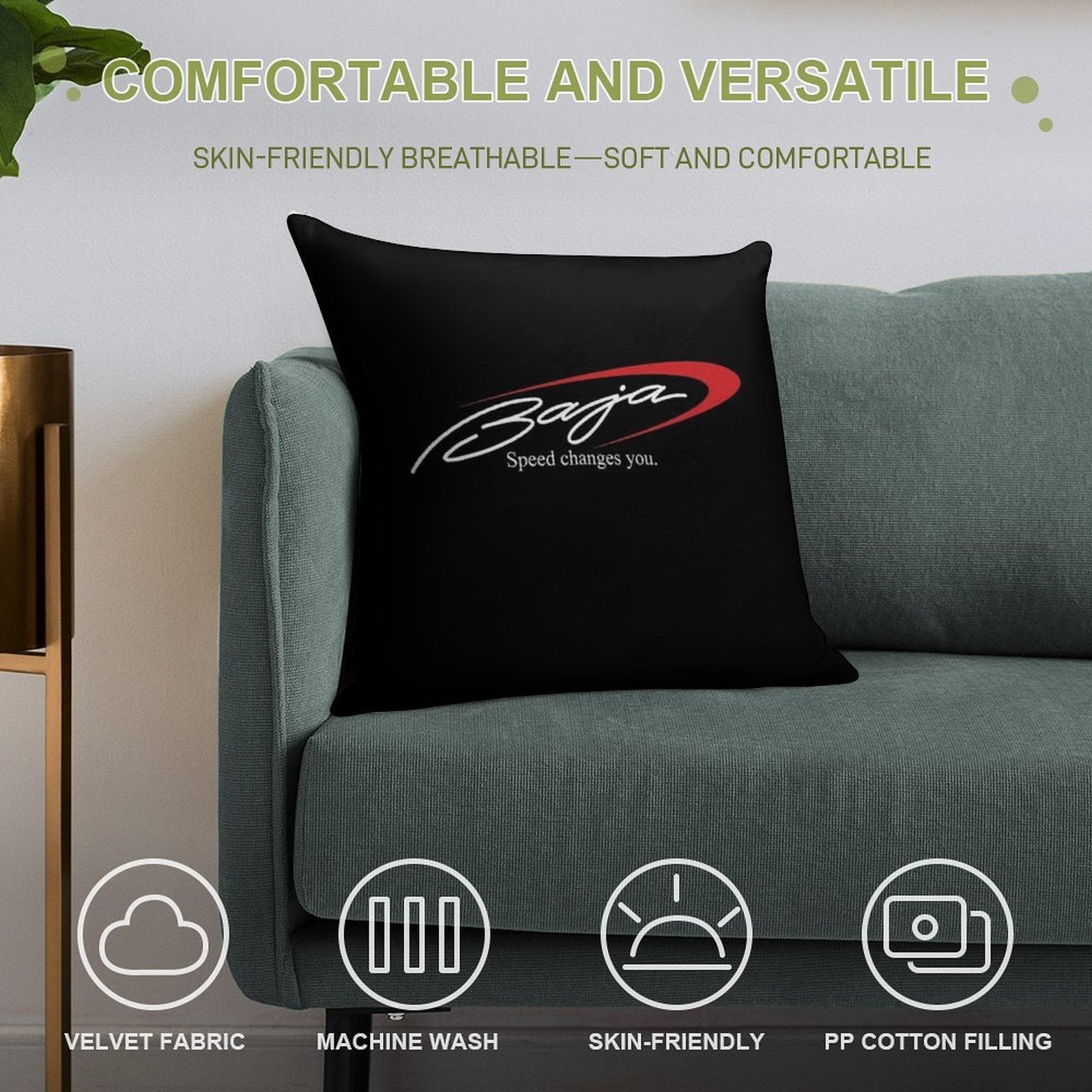 Baja Boats Logo Soft Reinforced Edging Throw Pillow