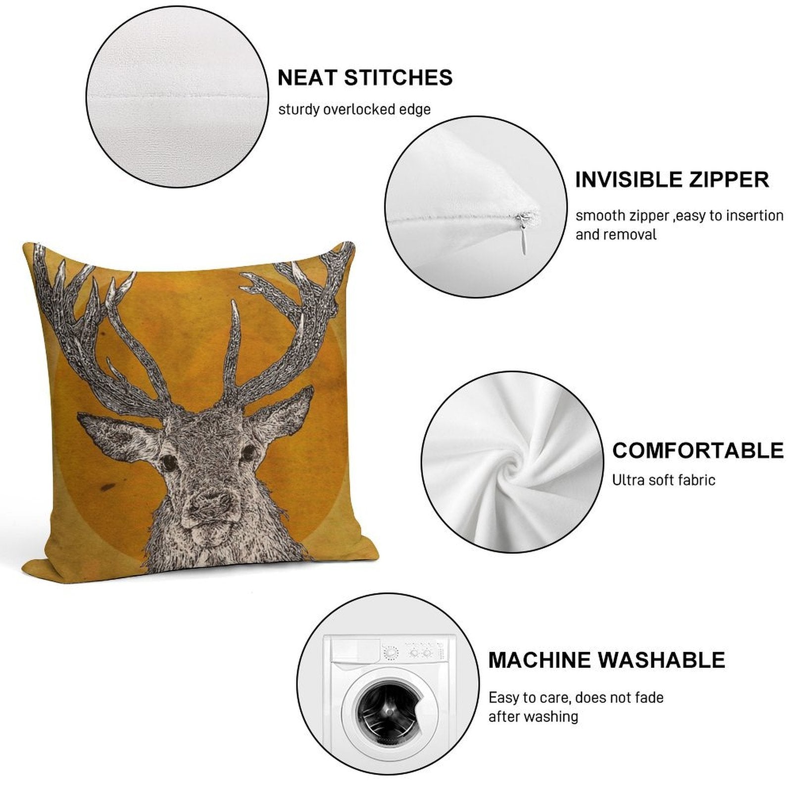 Wild Stag's Head Soft Ultra-Soft Texture Throw Pillow