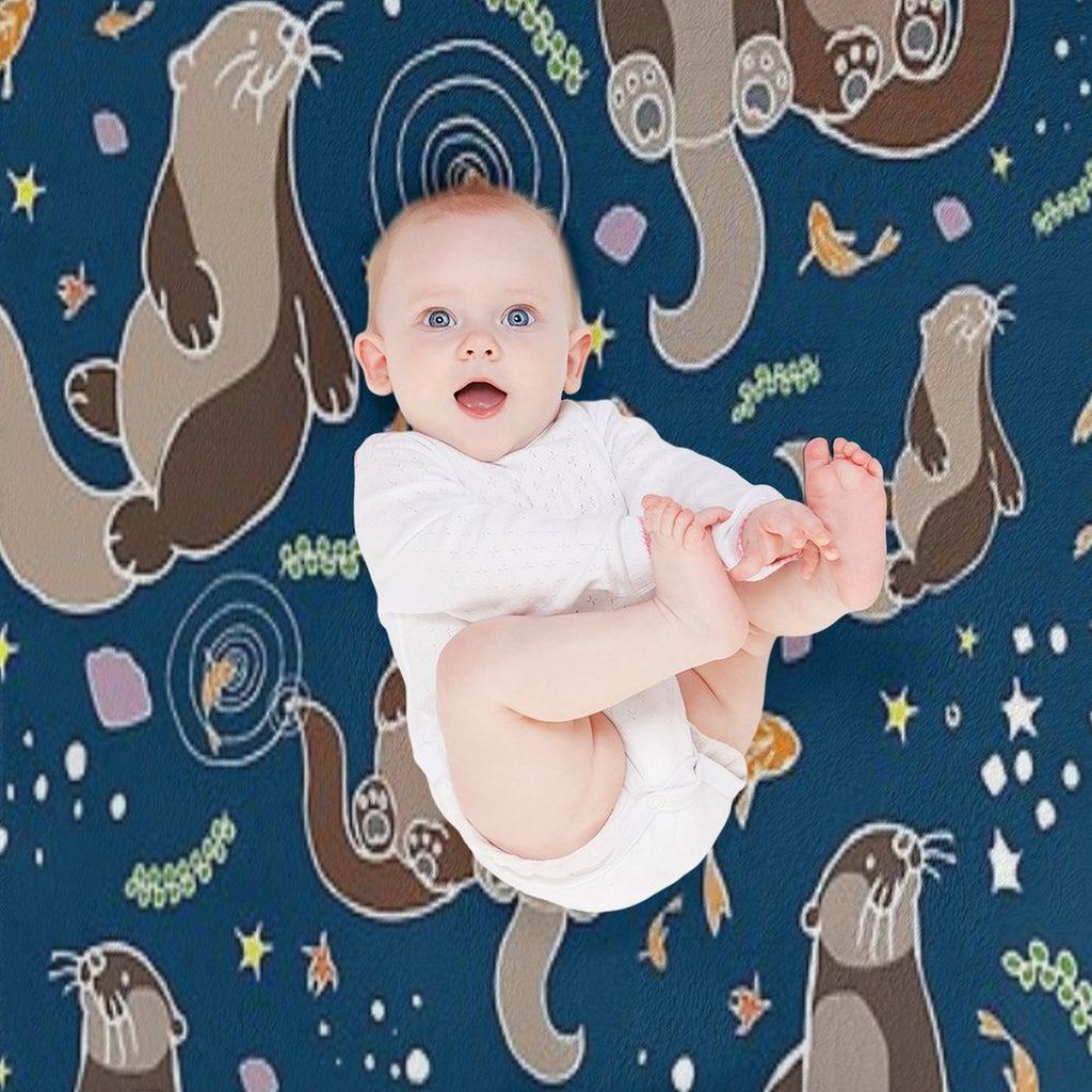 Sea Otters at Night Compact Throw Blanket
