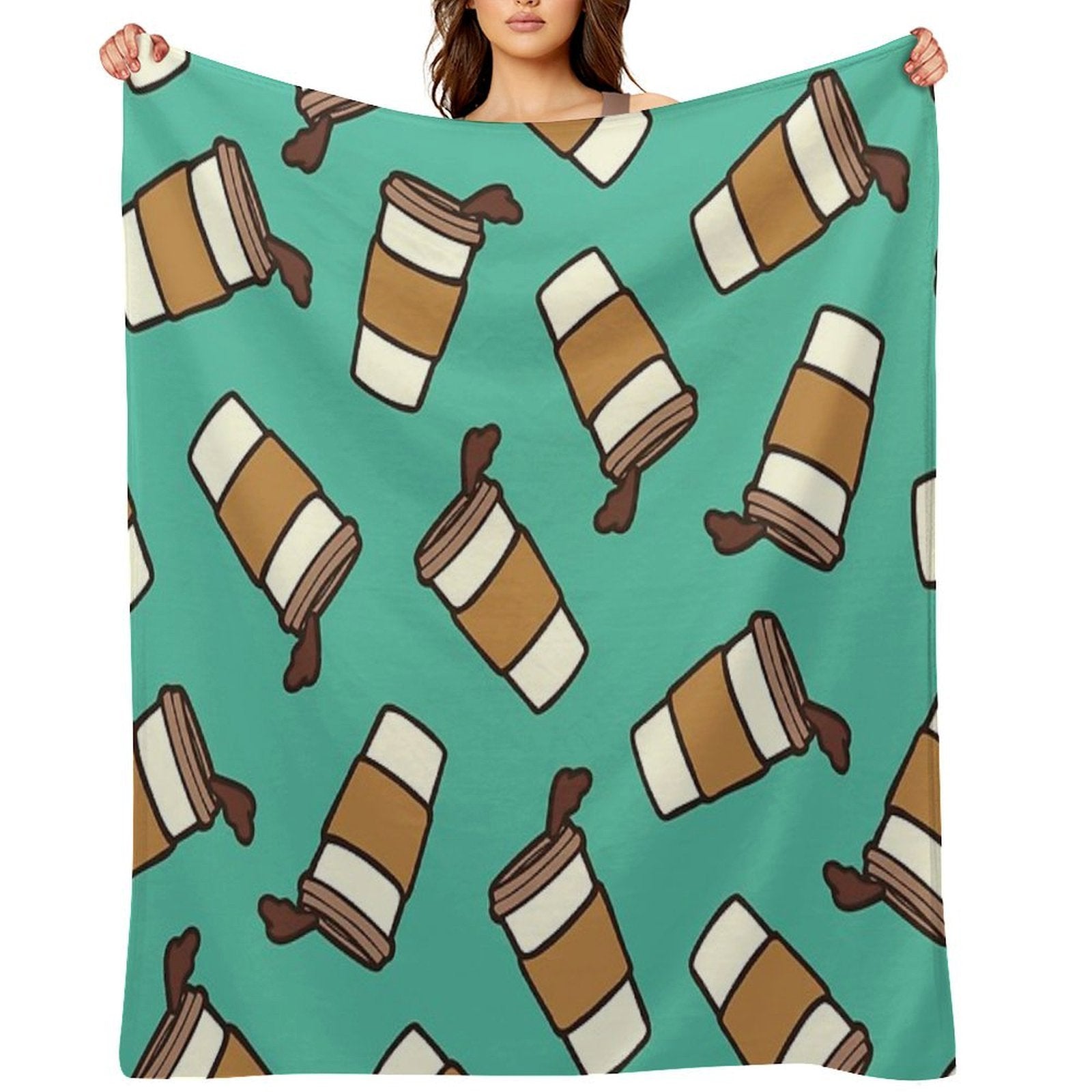 Take It Away Coffee Pattern Shrink-resistant Throw Blanket