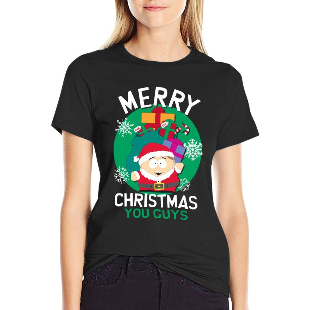 South Park Merry Christmas Cartman Funny Holiday Cartoon  Ribbed Collar T-Shirt