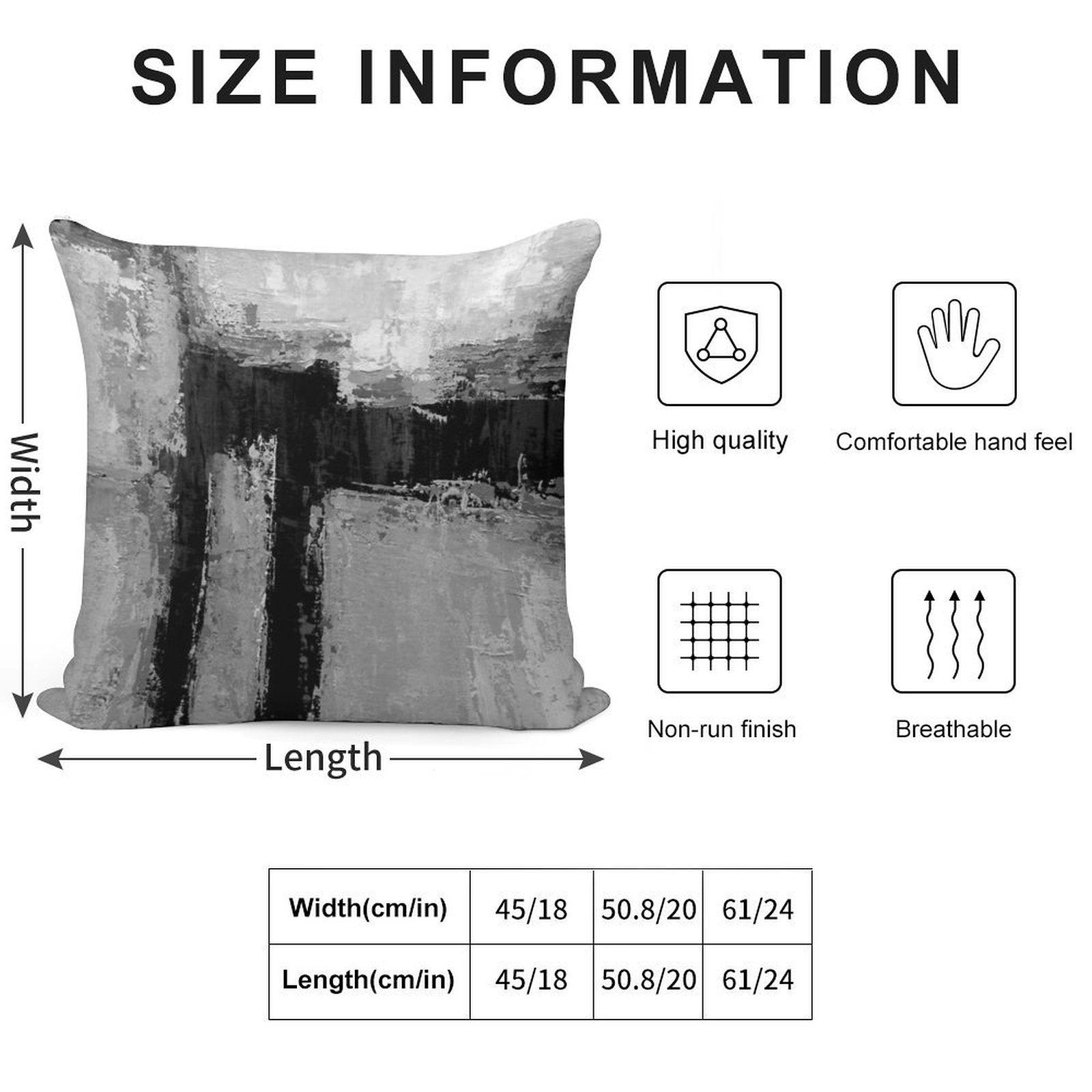Gray Black Abstract Soft Anti-Pilling Throw Pillow