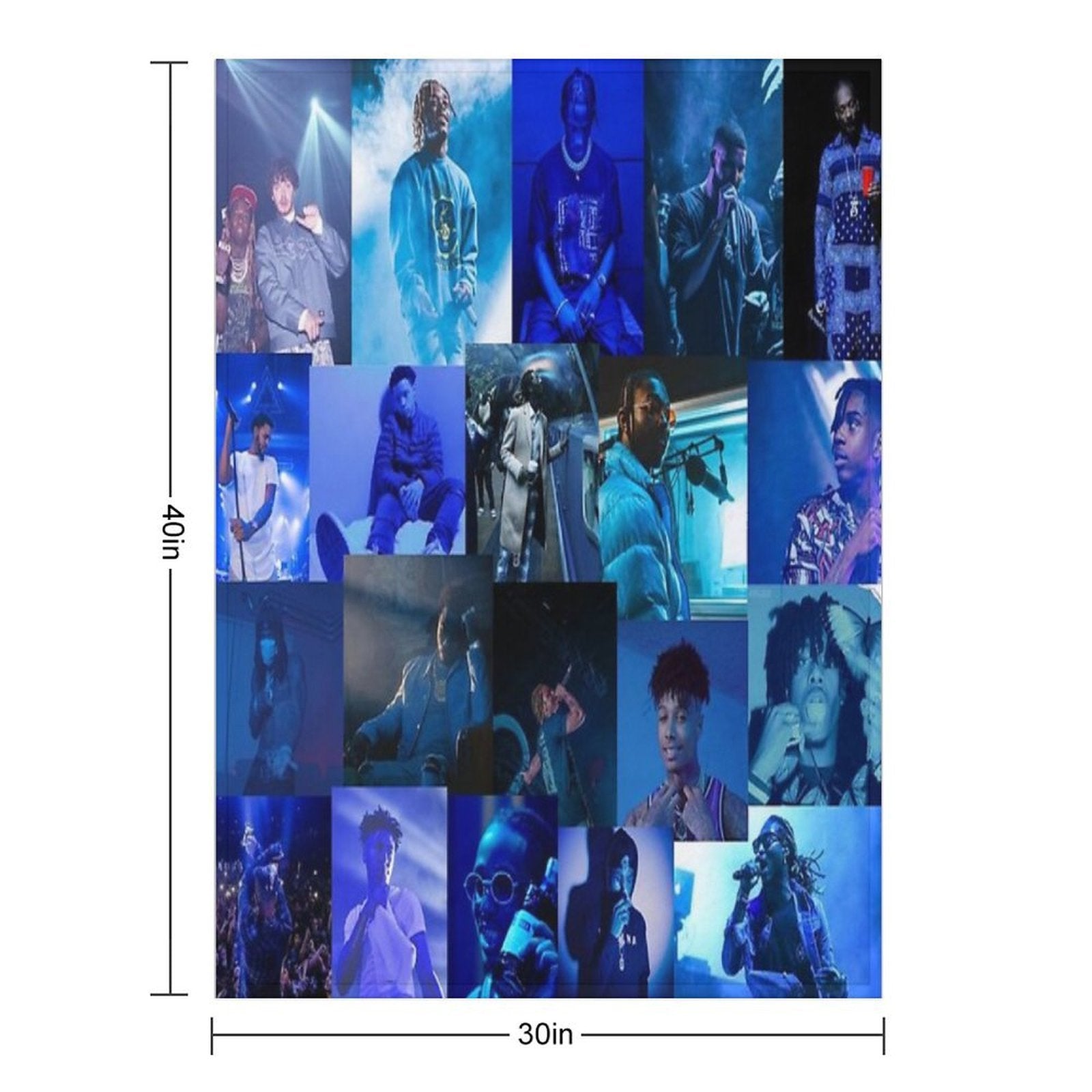 Blue Rap Collage Machine-washable Throw Blanket