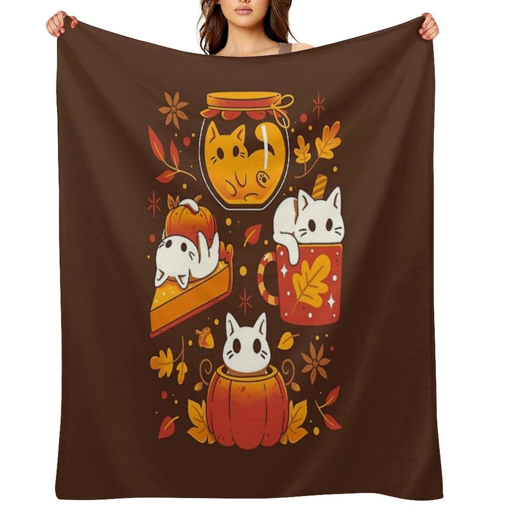 Pumpkin Party Kittens - Fall Cats Anti-pilling Throw Blanket