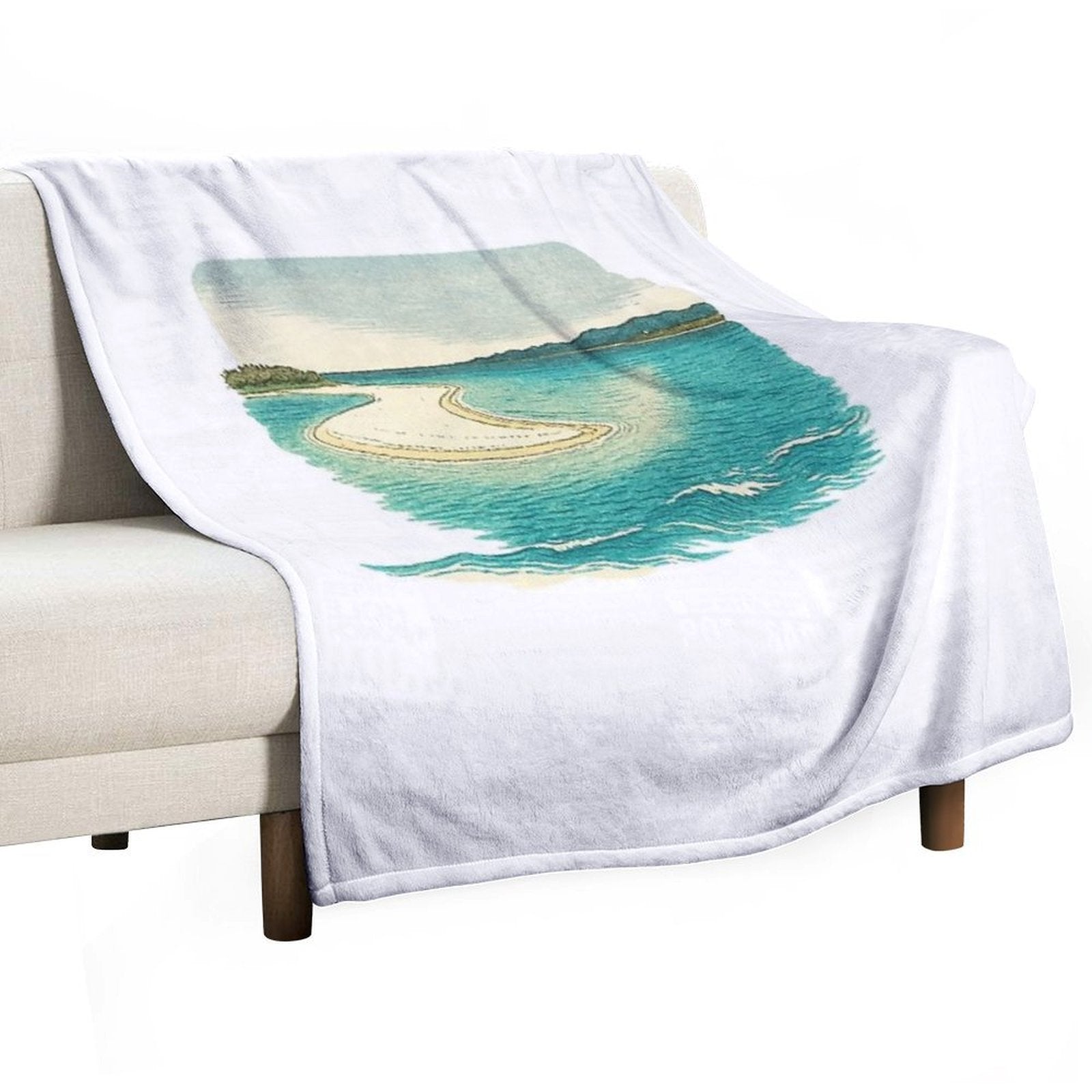 Sandbar Seascape Art  Serene Coastal View - Retro Island Vibes Multi-functional Throw Blanket