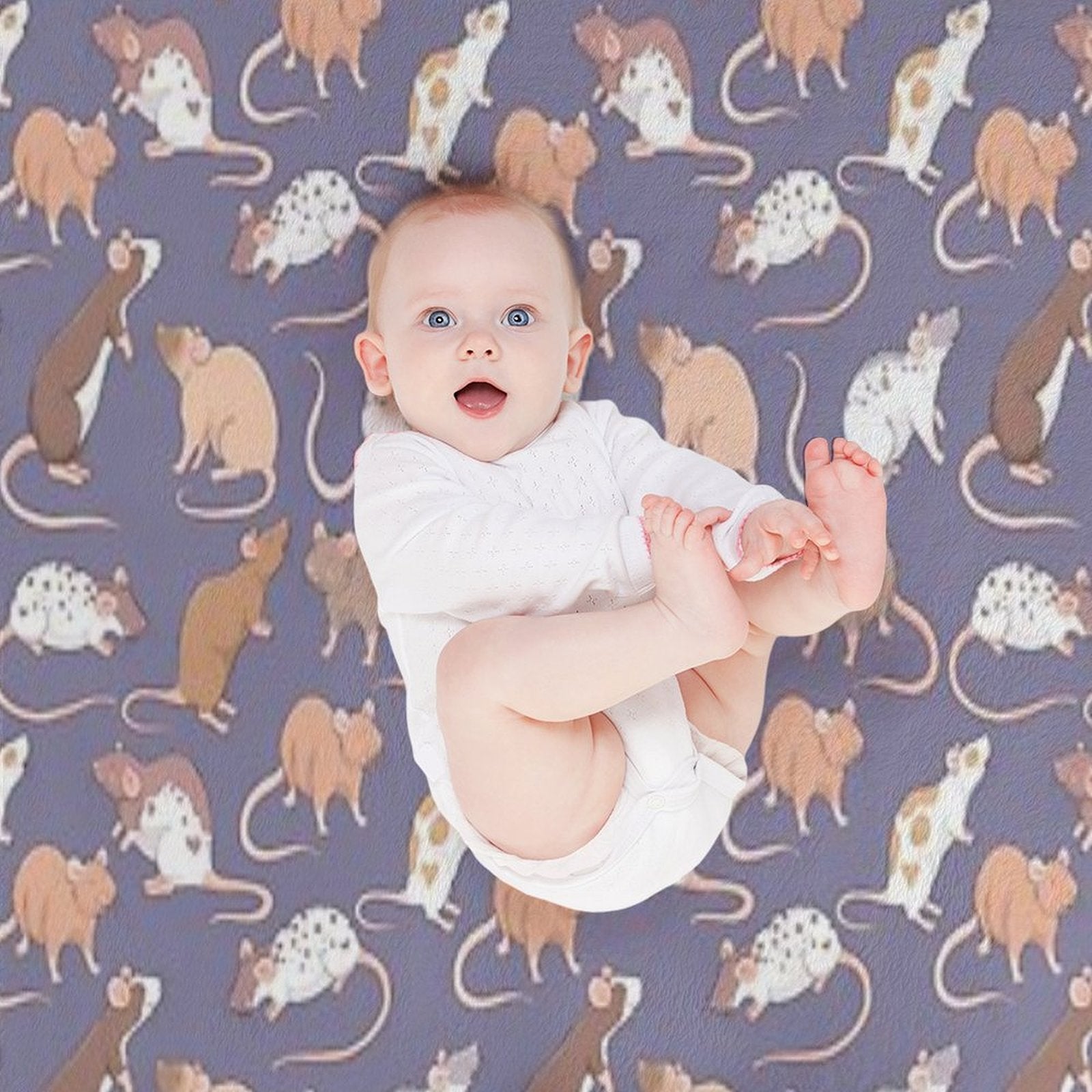 Cute Rattie Rats Against A Slate Grey Background by Whimsicolourart Travel-friendly Throw Blanket