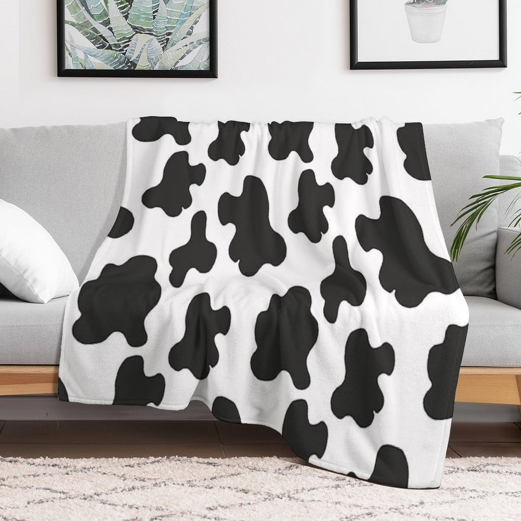 Swiss Cow Print Shrink-resistant Throw Blanket