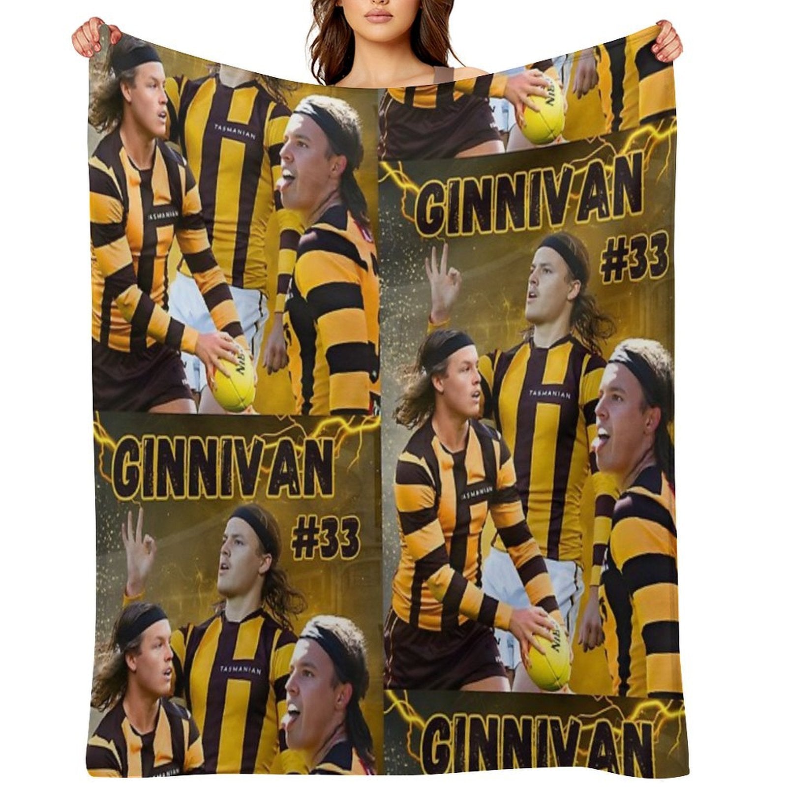 Jack Ginnivan Hawthorn Hawks AFL Footy Player Quick-dry Throw Blanket