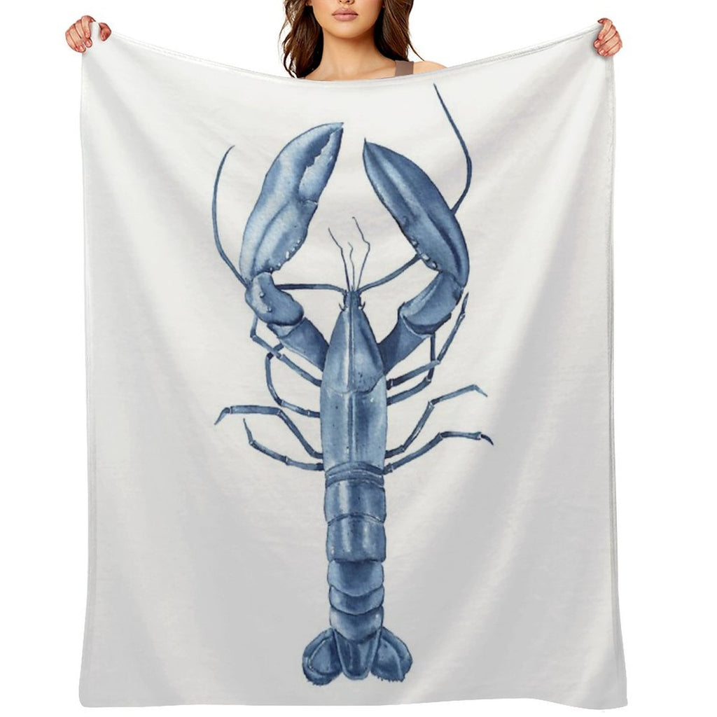 Blue Watercolor Lobster Eco-conscious Throw Blanket