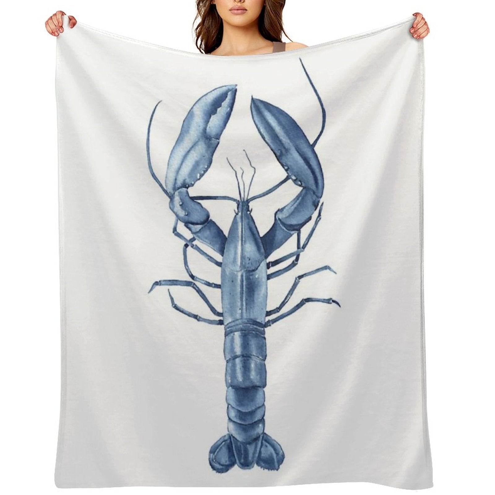 Blue Watercolor Lobster Eco-conscious Throw Blanket
