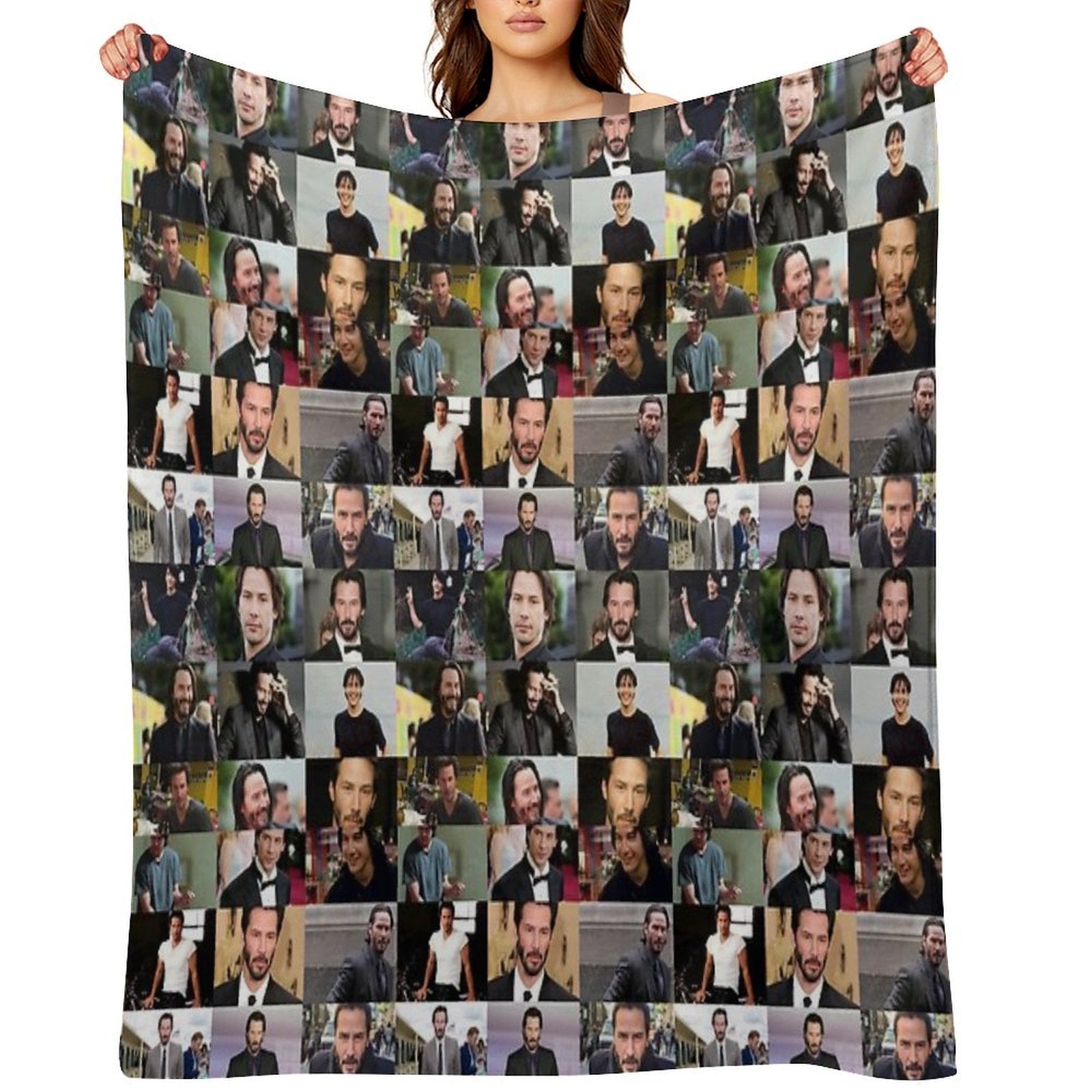 Keanu Reeves Collage Travel-friendly Throw Blanket