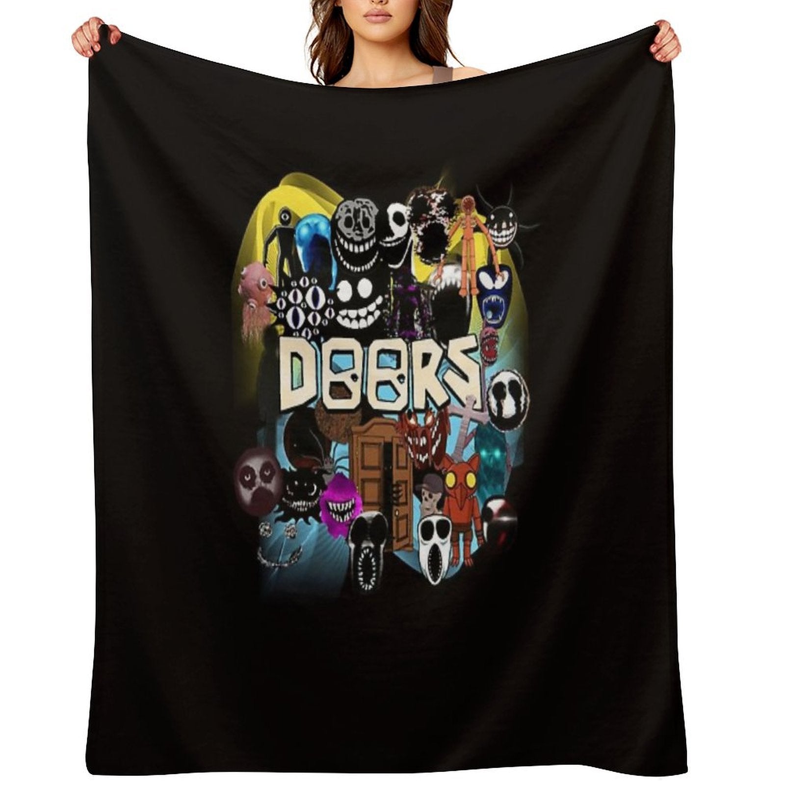 Doors All The Entities New Doors Game Update Multi-functional Throw Blanket