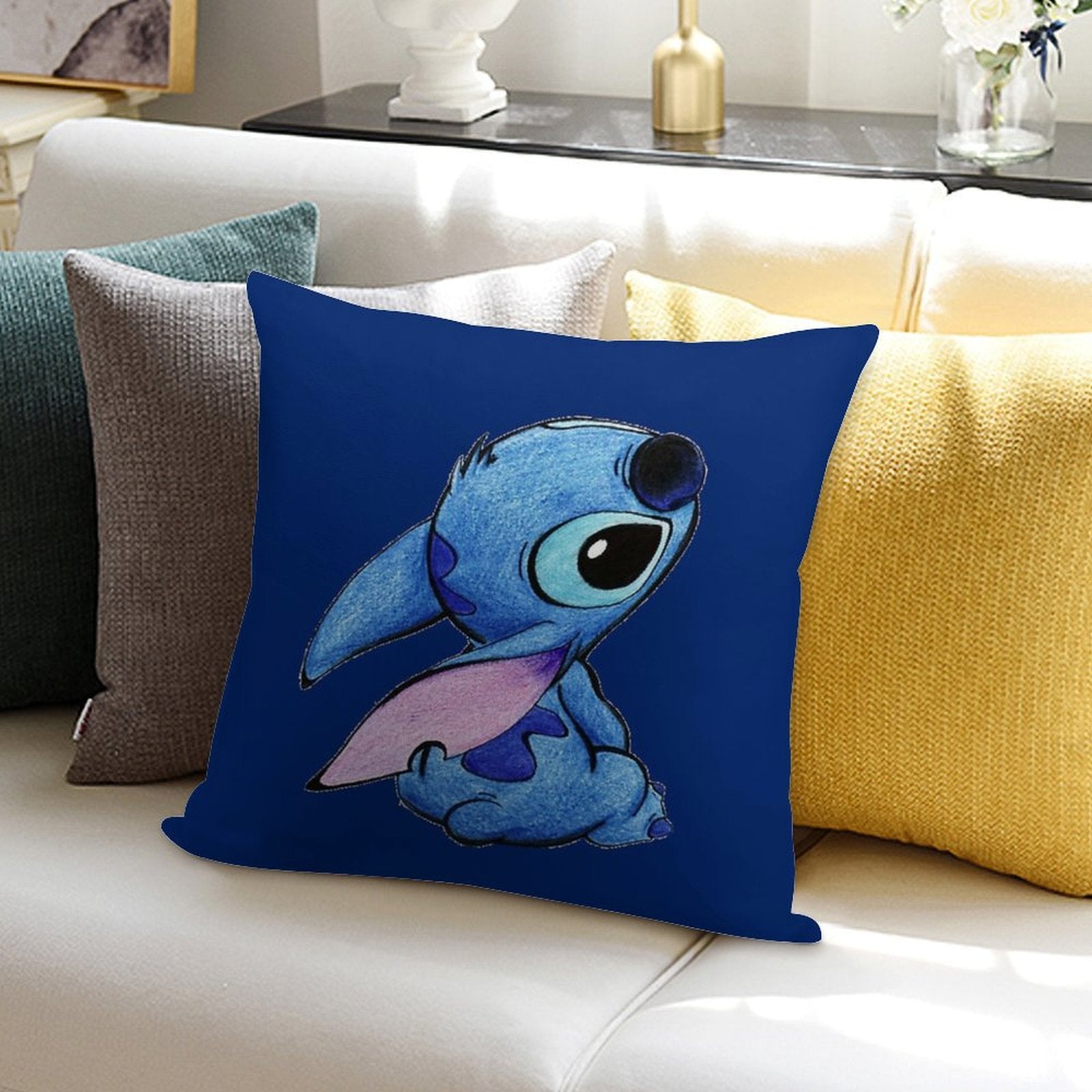 Cute Stitch ! Soft Reinforced Edging Throw Pillow