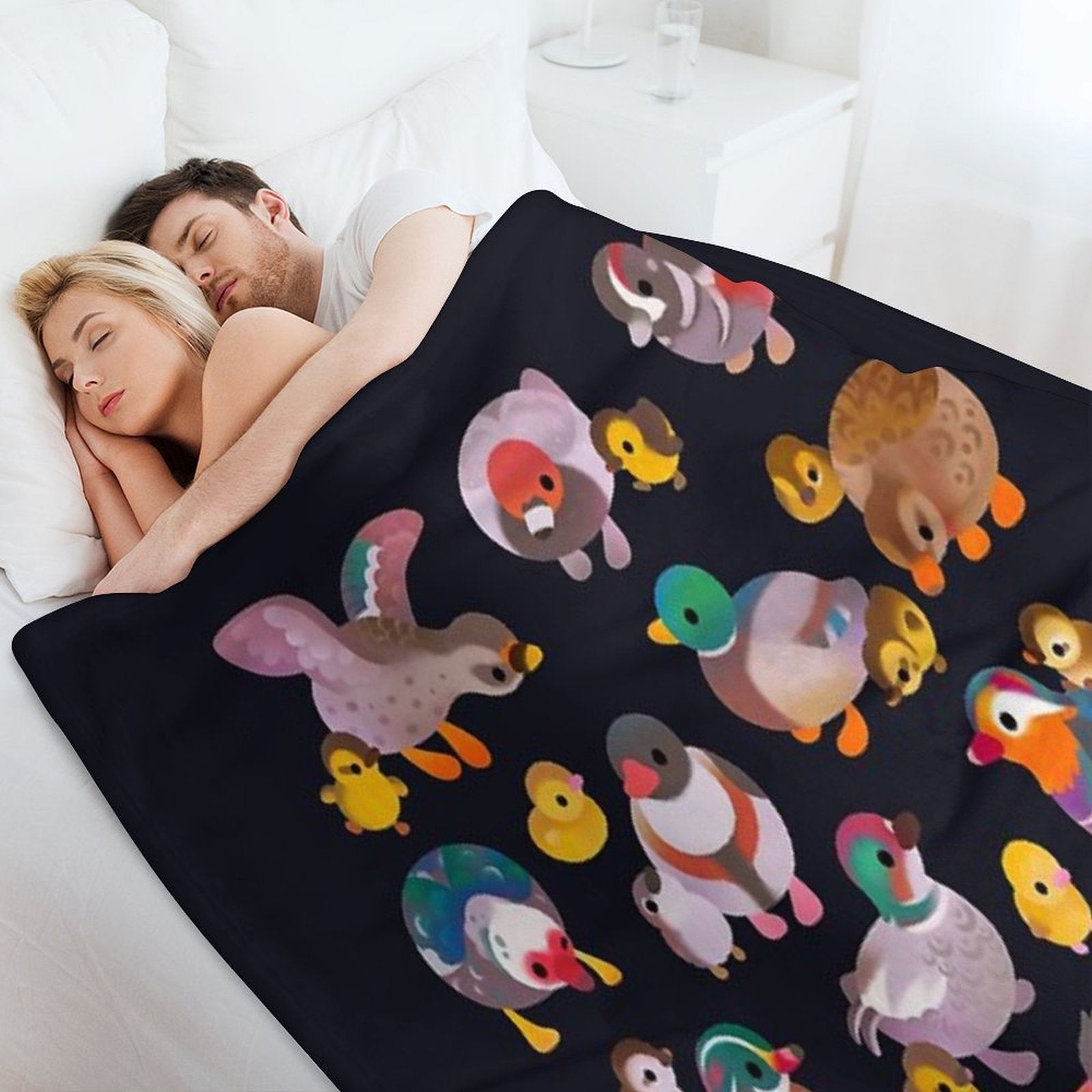 Duck And Duckling - Dark Comfort Throw Blanket