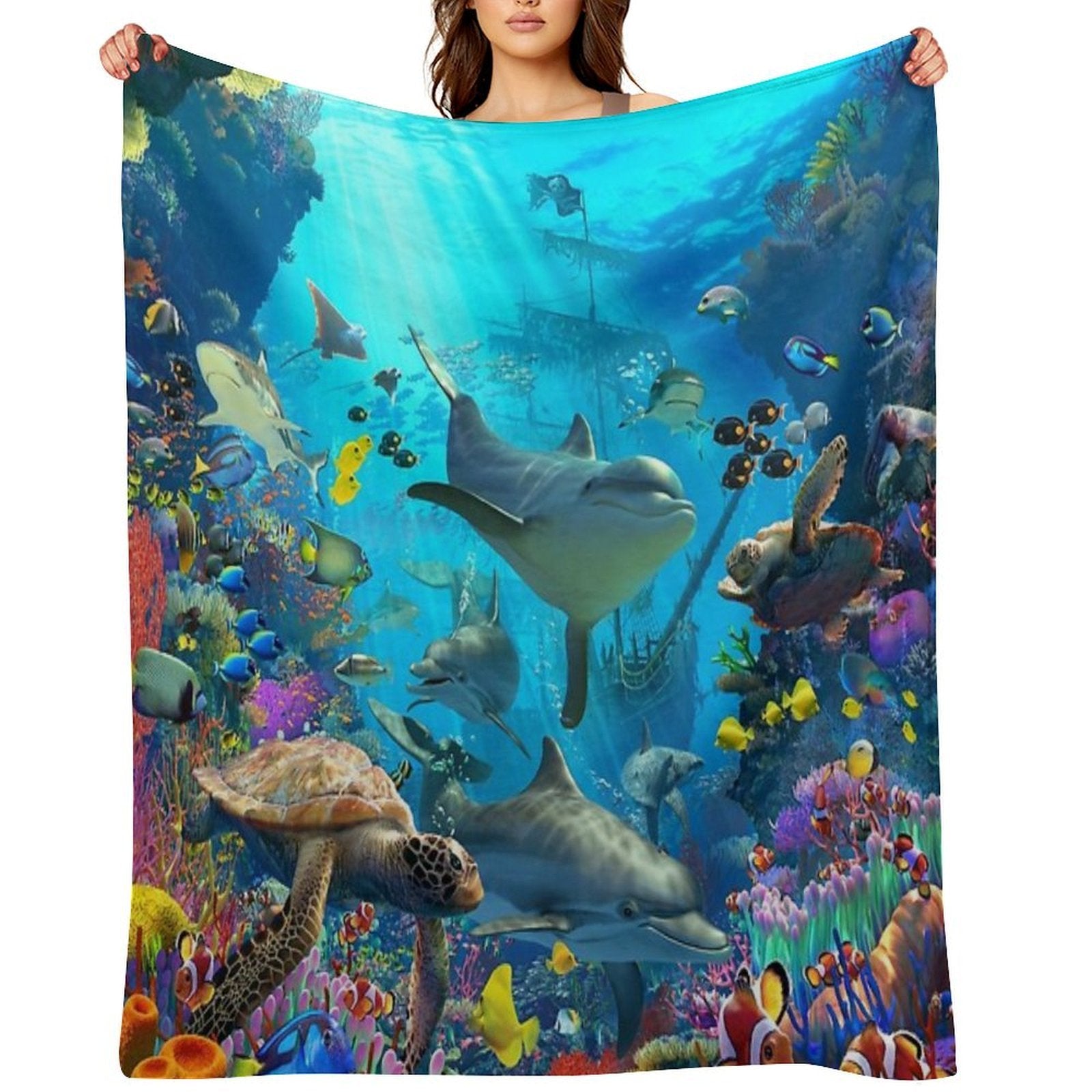 Dolphin Playground Travel-friendly Throw Blanket
