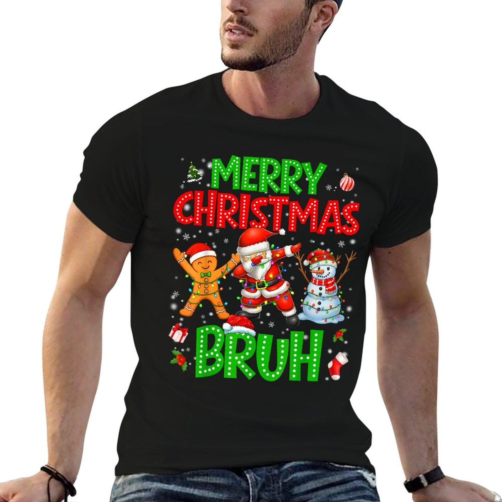 Merry Christmas Bruh Dabbing Santa Xmas Toddler Boy  Stretchy T-Shirt