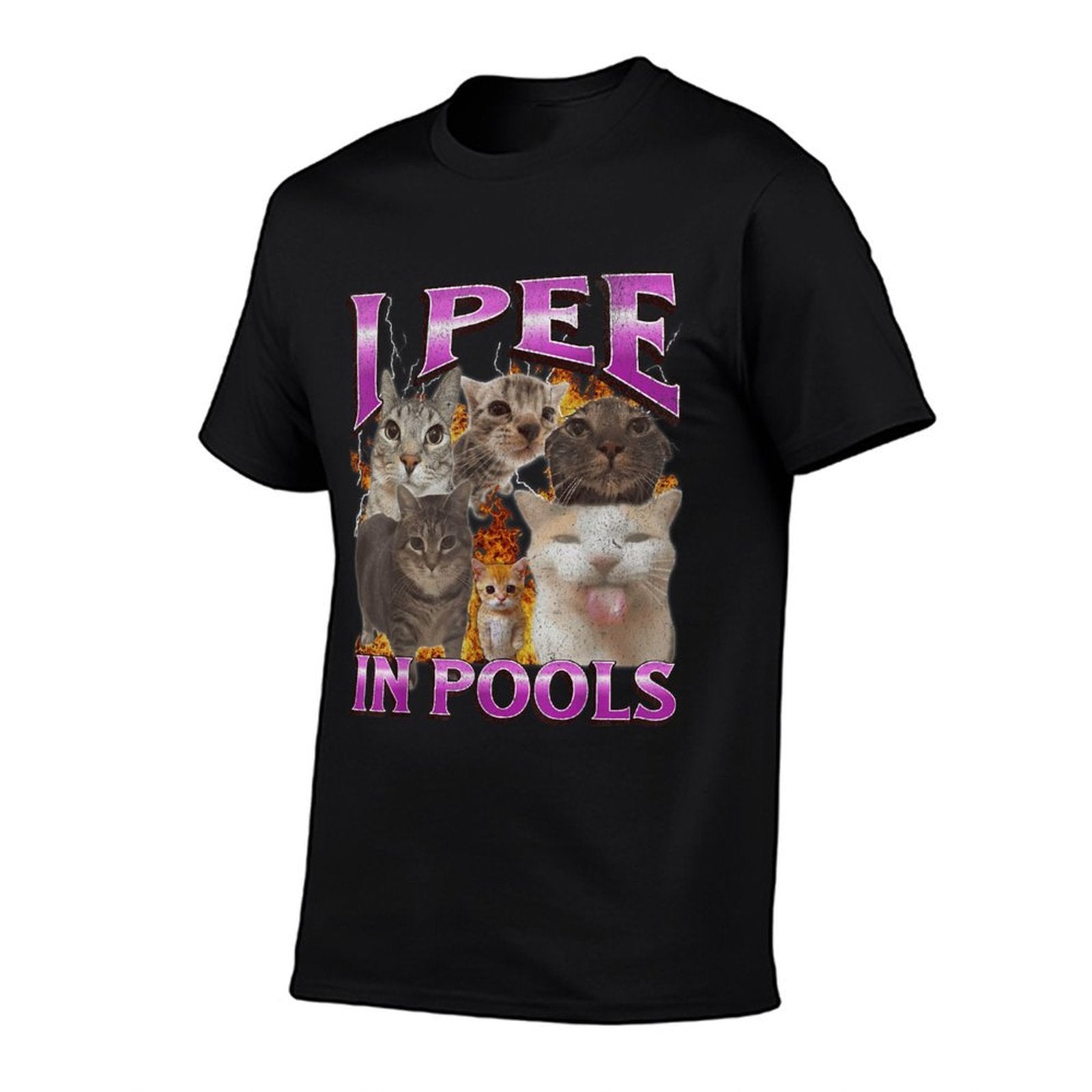 I Pee In Pools Funny Cat Meme Bootleg Graphic  Polyester Blend T-Shirt