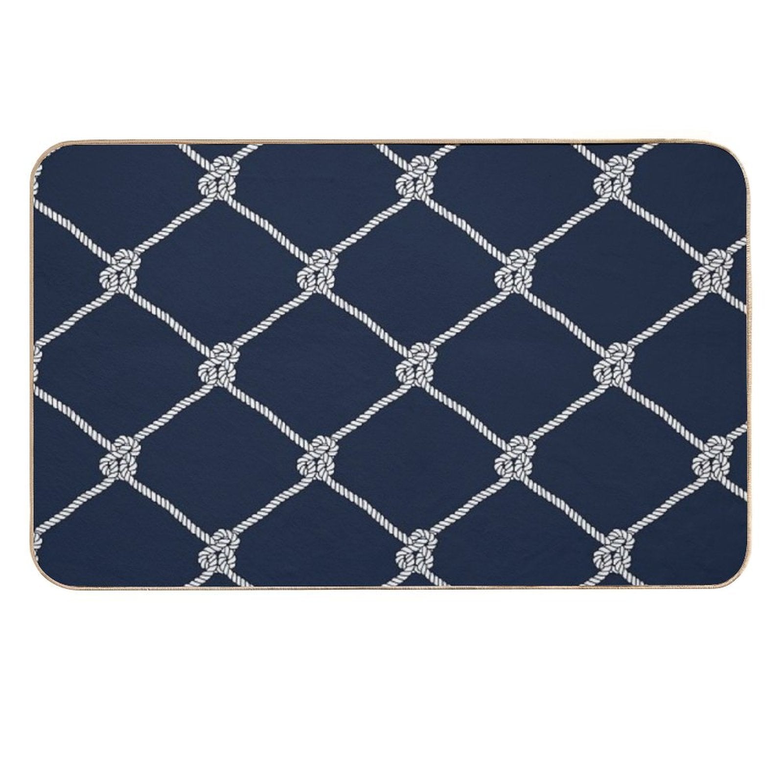 Nauti Navy Rope Pattern  Anti-Trip Bath Mat