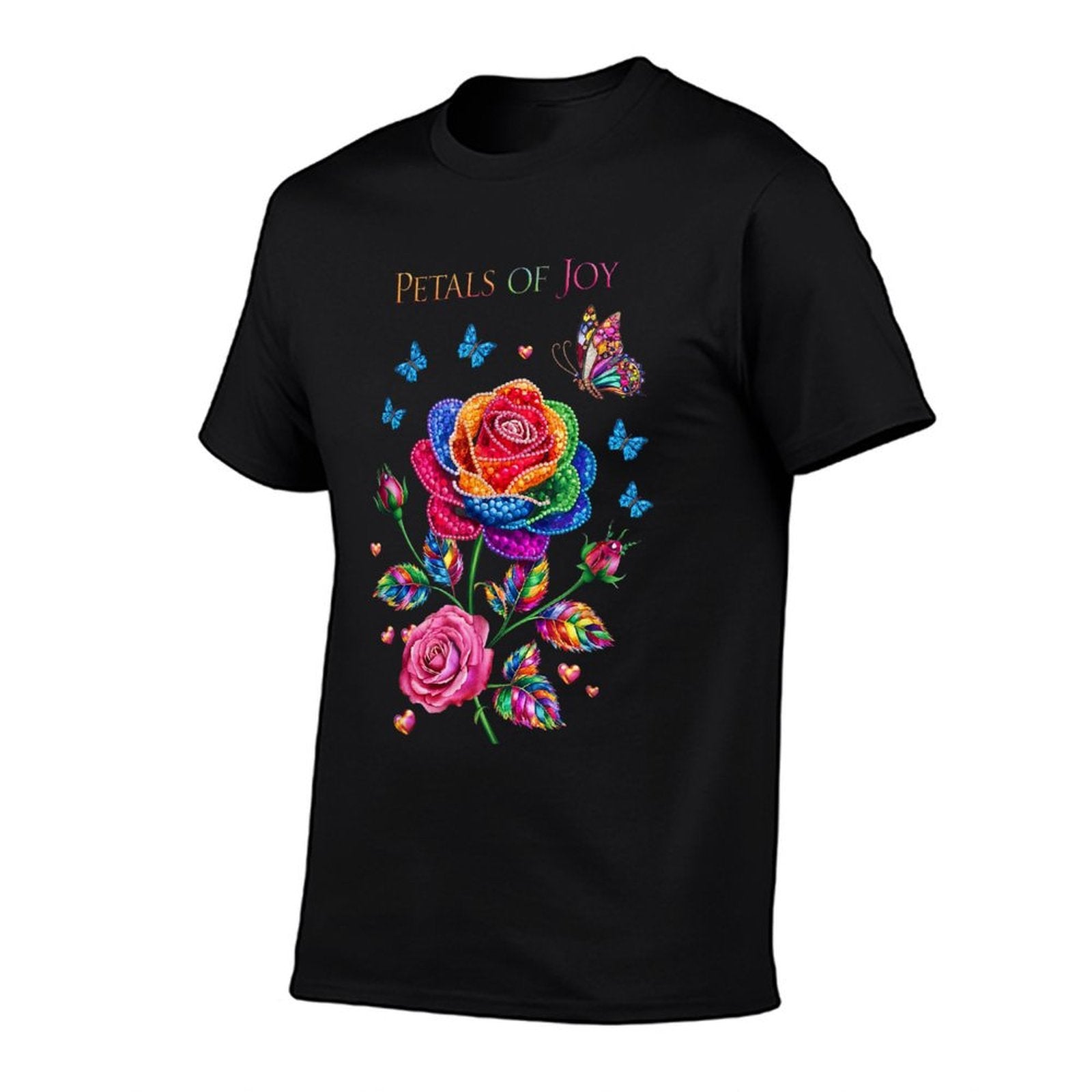 Petals of Joy Colorful Rose And Butterfly Art  Relaxed-fit T-Shirt
