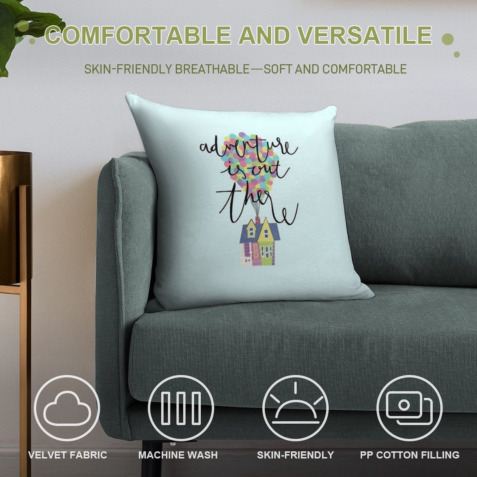 Adventure Is Out There Soft Shrink-Resistant Throw Pillow