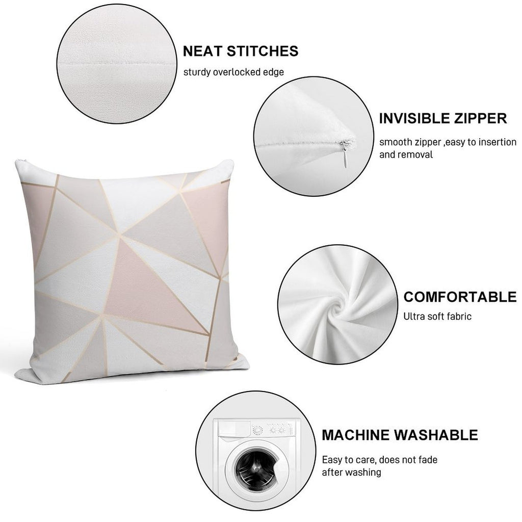 Geometric Pink & Gray Soft Luxury Feel Throw Pillow
