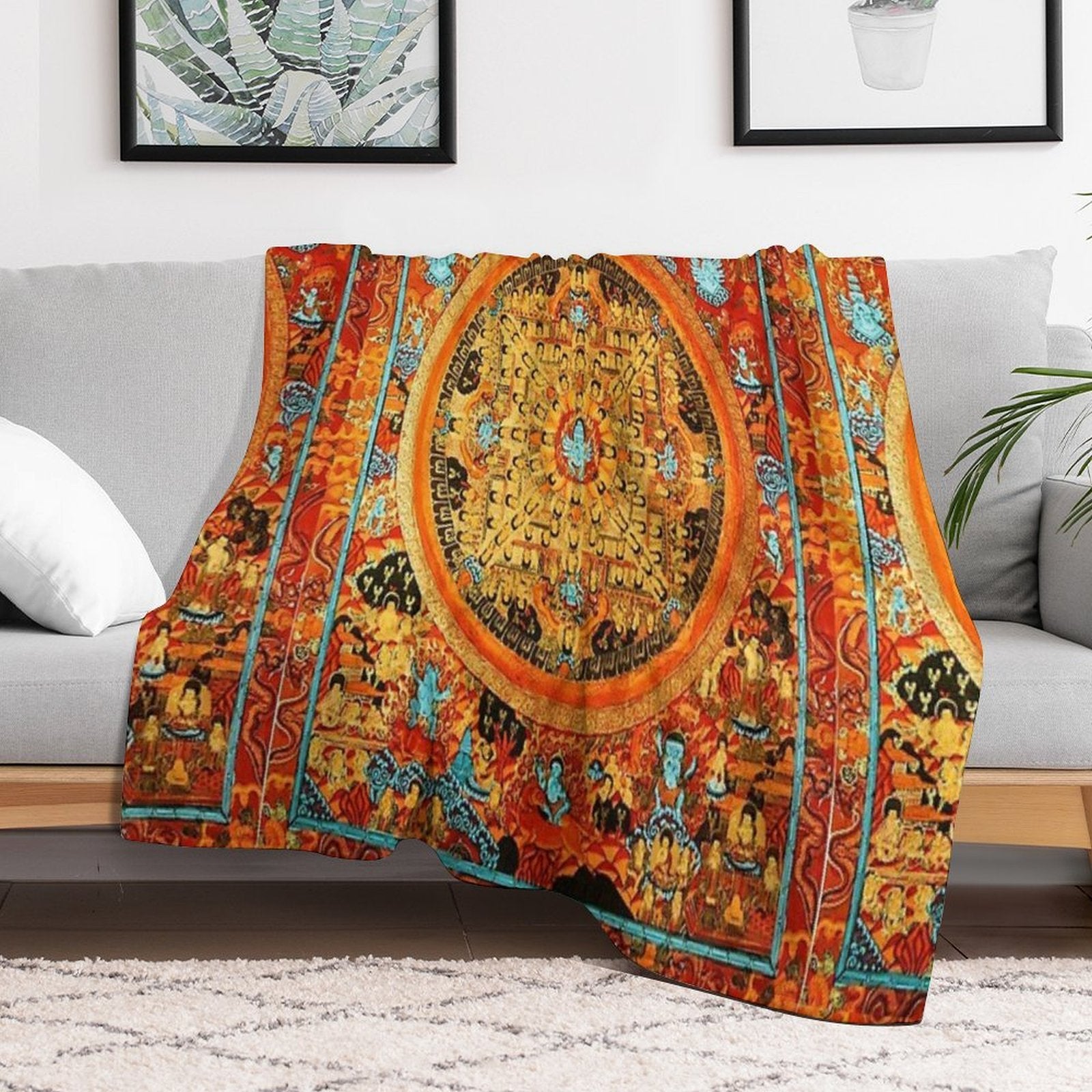 Buddhist Mandala Ashta Bhairava Thangka 45 Durable Throw Blanket