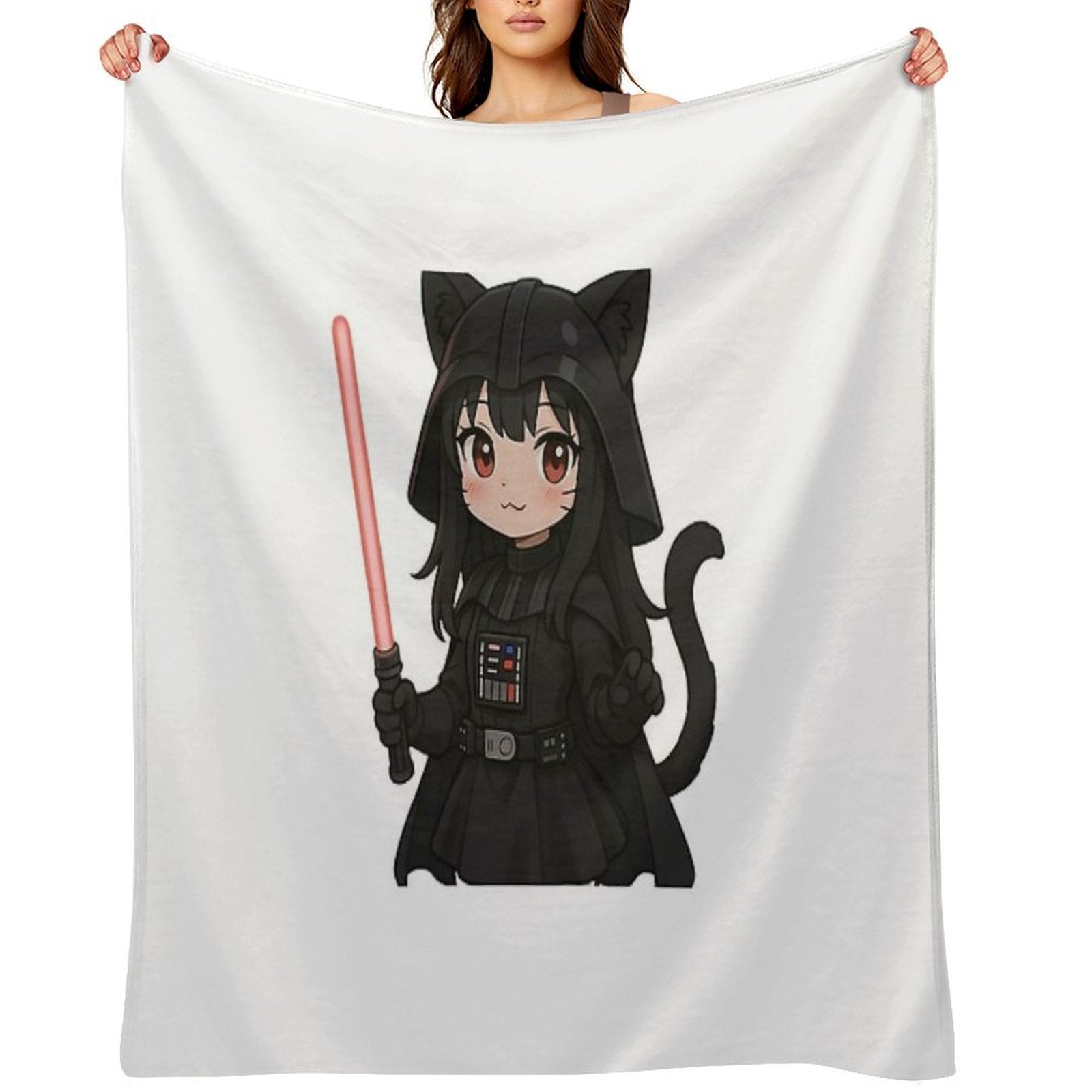 Kawaii Darth Vader Cat Girl Premium Throw Blanket