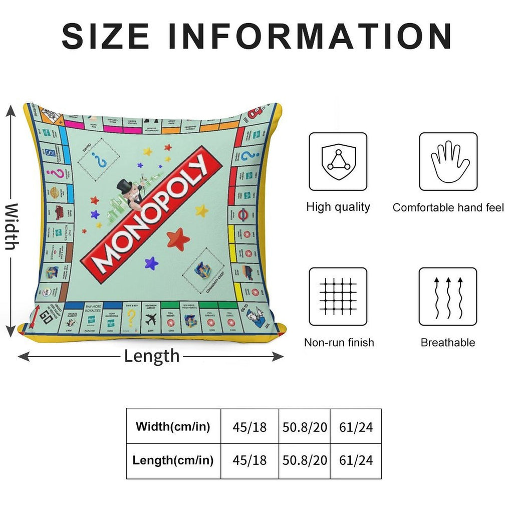 Monopoly Board Game Classic Soft Short Plush Fabric Throw Pillow