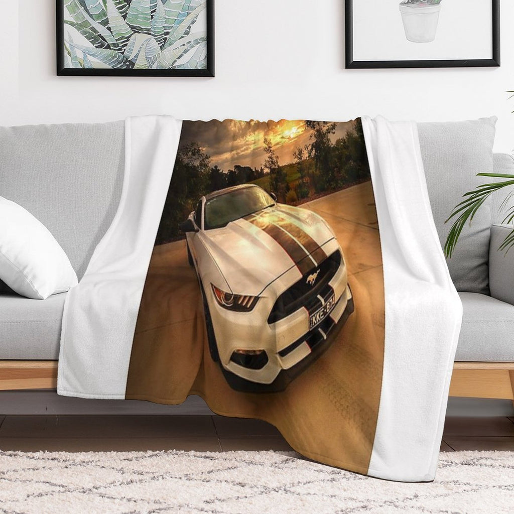 A Ford Mustang Sunset Plush Throw Blanket