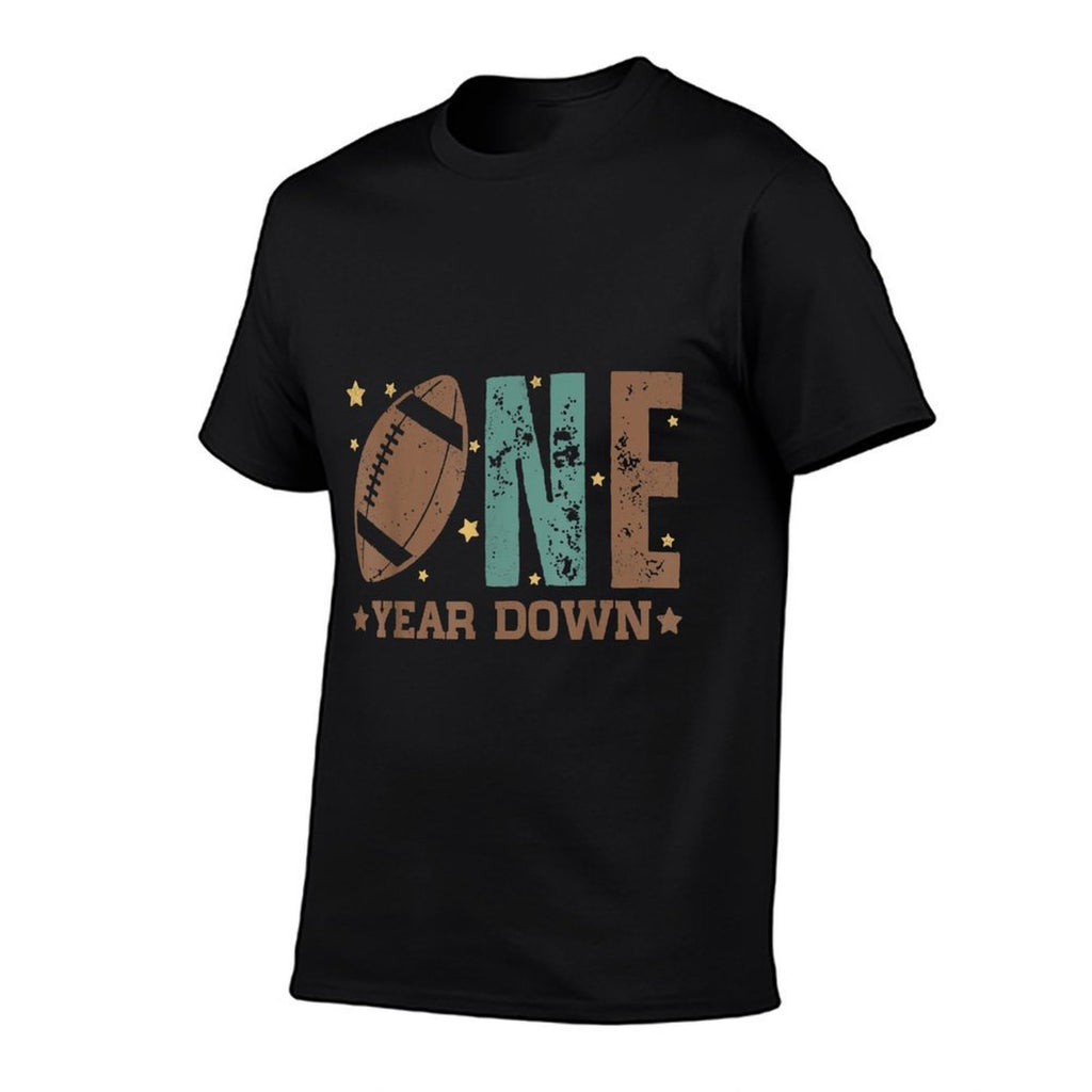 1st Year Down Football Lover First Birthday Boy Party  Easy-care T-Shirt