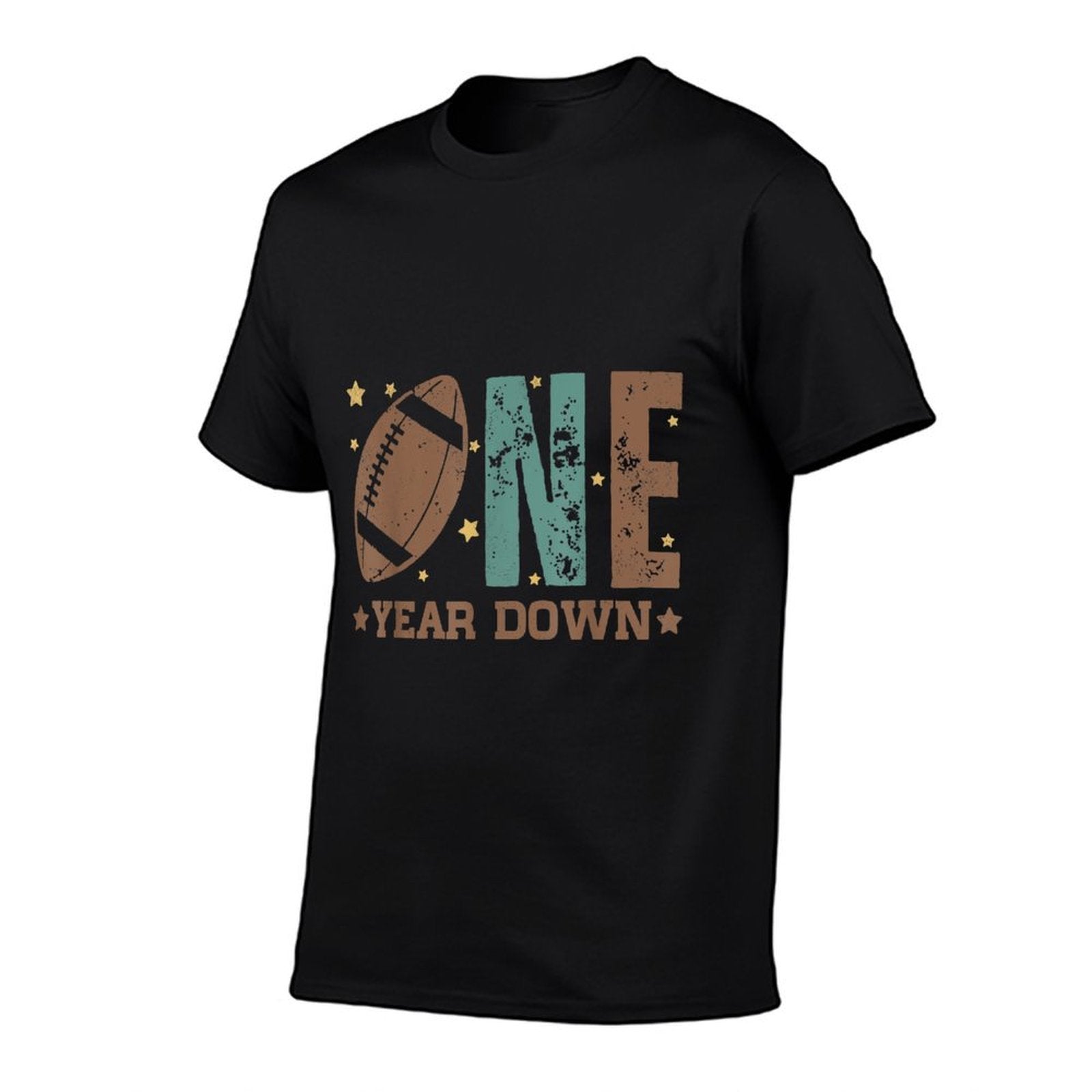 1st Year Down Football Lover First Birthday Boy Party  Easy-care T-Shirt