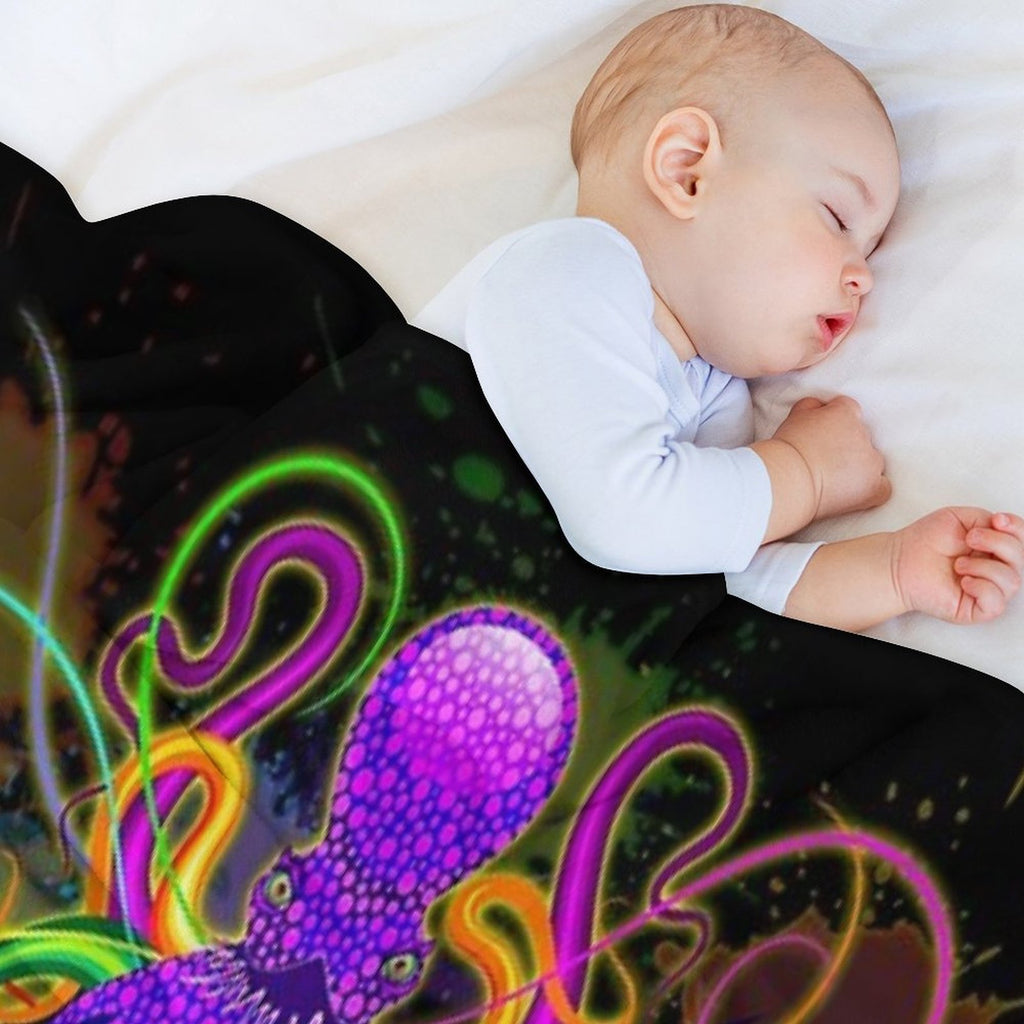 Octopus Psychedelic Luminescence Gift-ready Throw Blanket