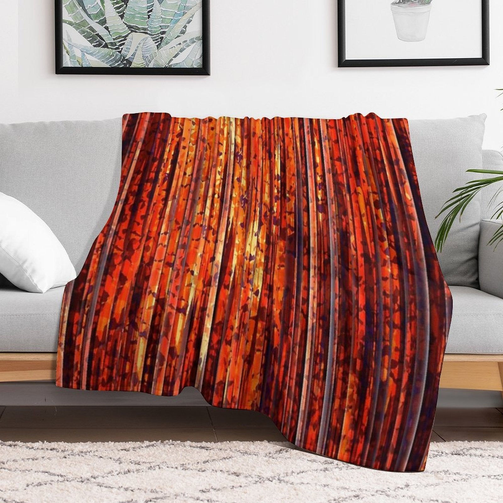 Abstract Orange Stripes Multi-functional Throw Blanket
