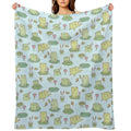 Cute Frogs And Dragonflies Pond Pattern Shrink-resistant Throw Blanket