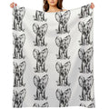 Black And White Elephant Machine-washable Throw Blanket