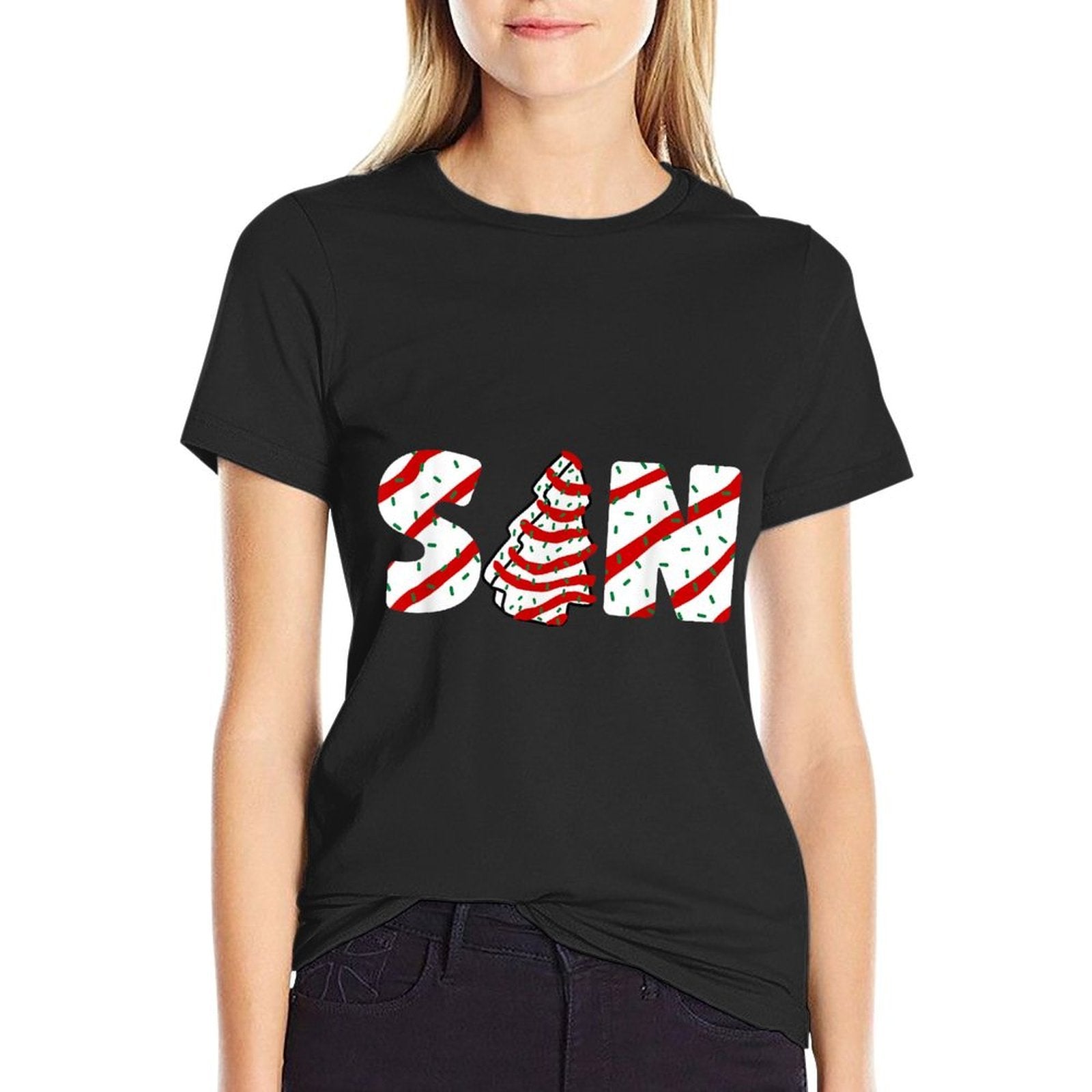 Christmas Tree Cake Matching Family Party Pajama Son  Polyester Blend T-Shirt