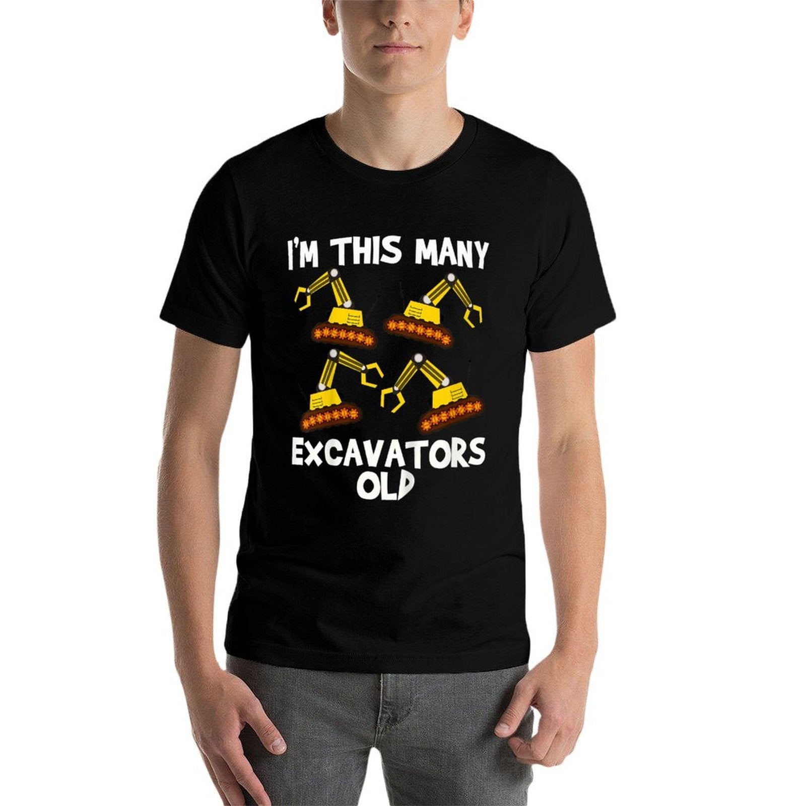 Kids I'm This Many 4 Excavators Old - Funny Bright Kids Birthday  Easy-care T-Shirt