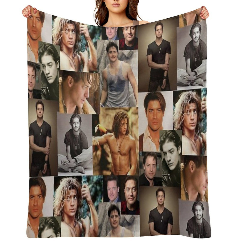 Brendan Fraser Love Collage Plush Throw Blanket